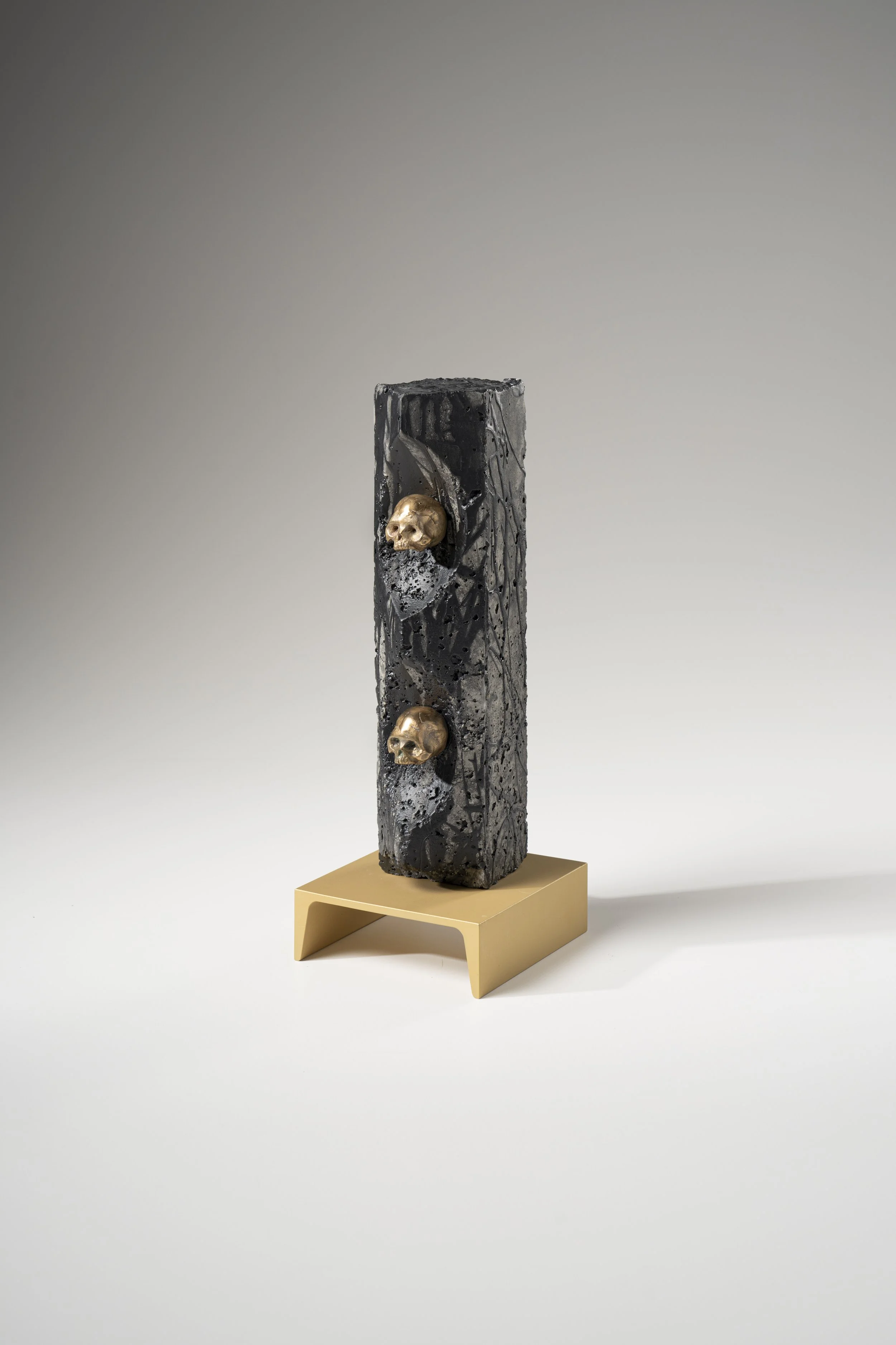 "Skull Totem" Cast aggregate, Aluminum/ cast bronze