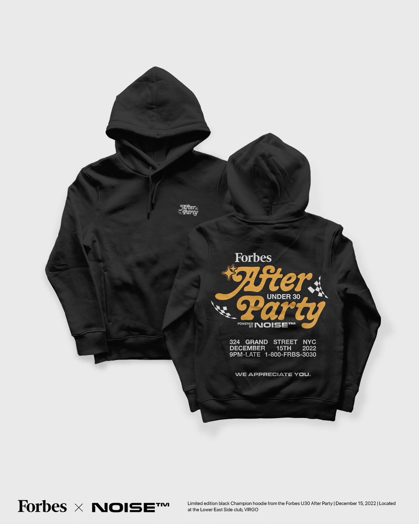 NOISE&trade; x @forbesunder30 After Party Merch
___
LIMITED SUPPLY LEFT &mdash; if you didn&rsquo;t get your hoodie or hat at the party grab yours now 🖤