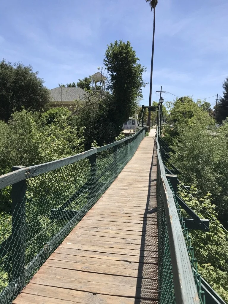 Walking on the swinging bridge is not for those with a weak stomach as it truly does swing from side-to-side.  It’s fun!