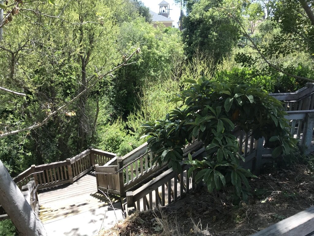 Inviting pathways along the creek on a warm afternoon are very tempting with benches along the way to rest and contemplate where to shop, eat or venture next.