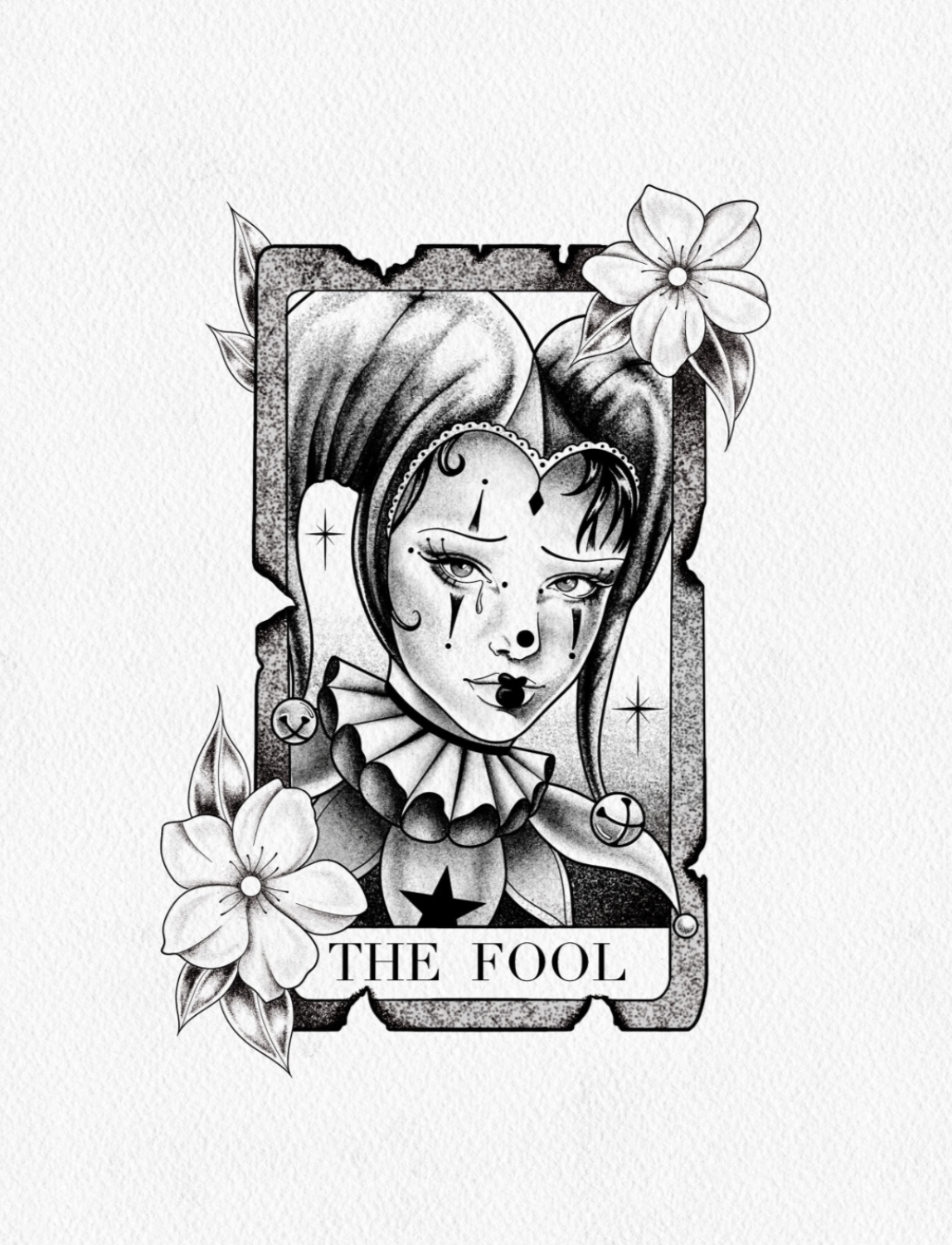 "THE FOOL"
(Minimum size 5” x 3”)
Non-repeatable.