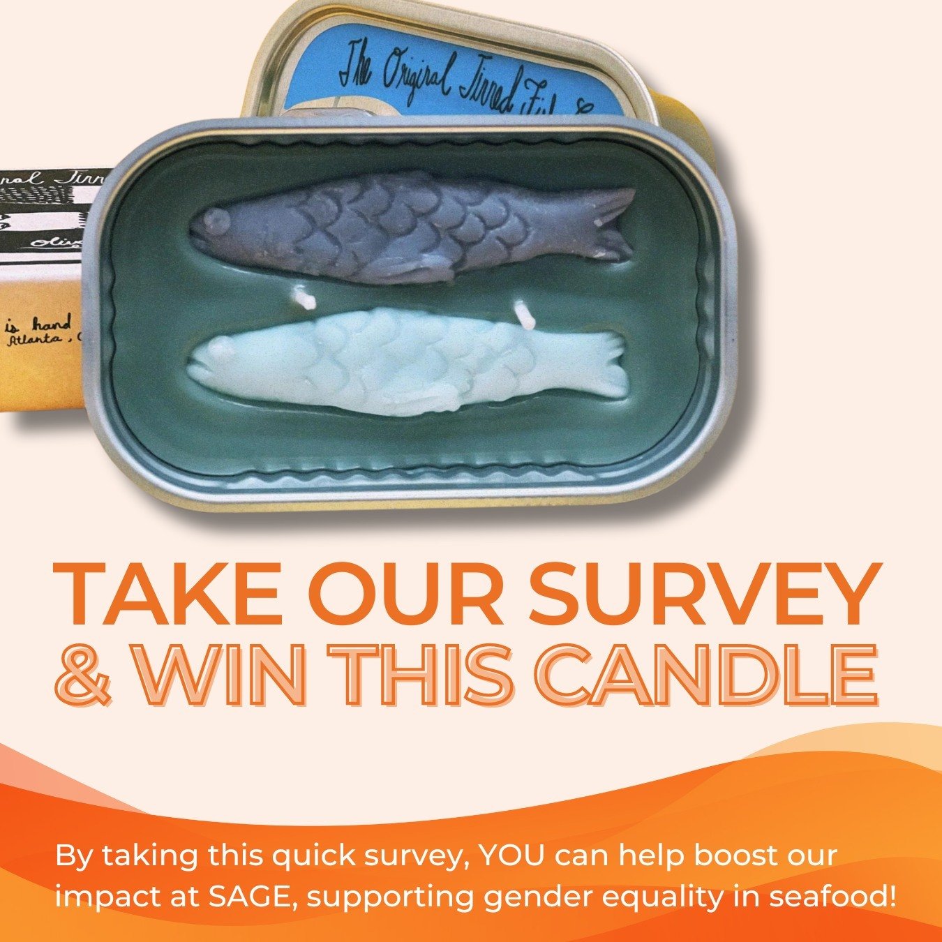 Help our team make an even BIGGER impact! ⁠
⁠
If you take our 5-minute survey, you&rsquo;ll contribute to a more inclusive seafood sector built for EVERYONE and you&rsquo;ll be entered to ✨win✨ this fun Tinned Fish candle. 🕯️⁠
⁠
We&rsquo;ll randomly