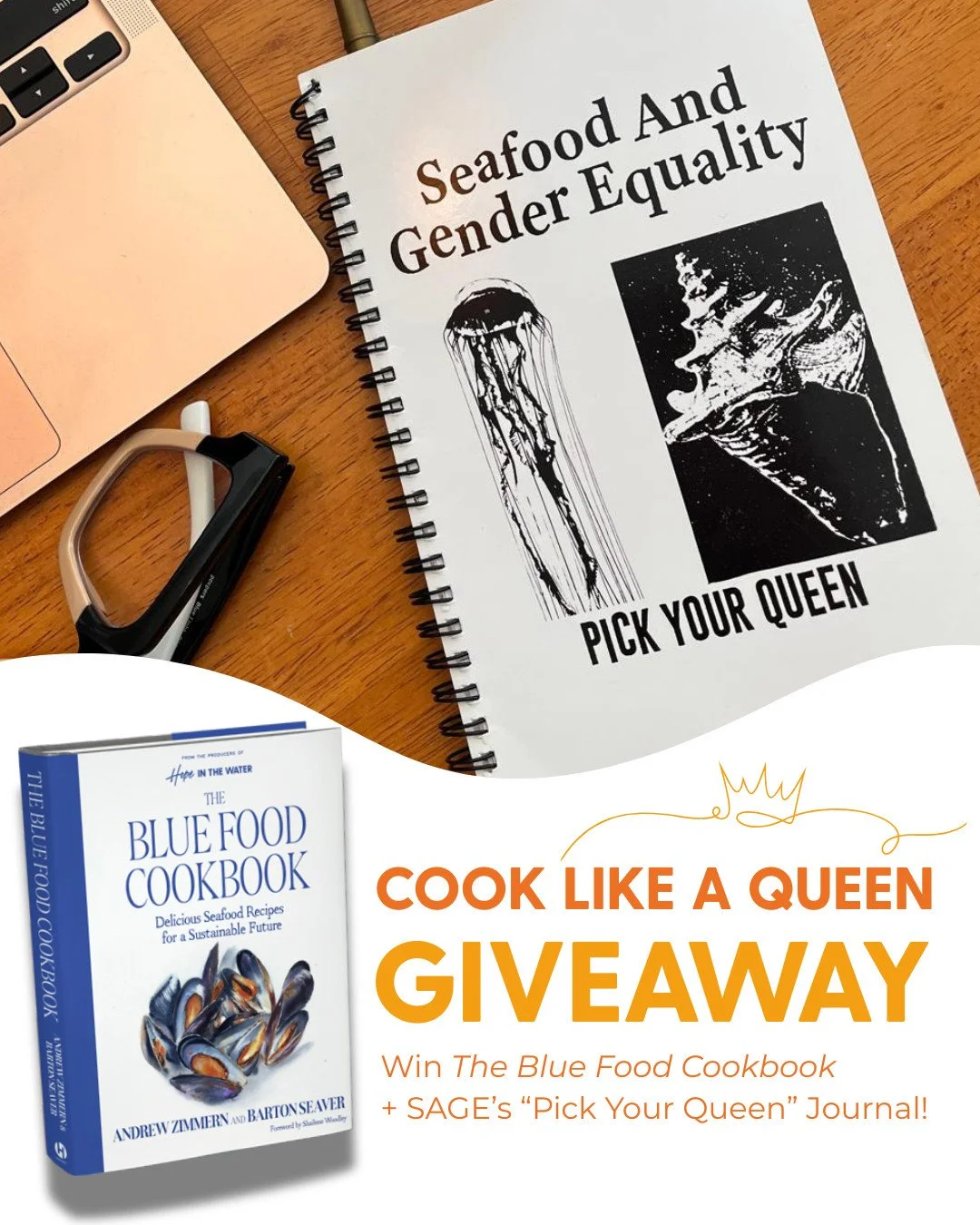 Cooking like a queen means nourishing yourself, your planet, and your community. 👑⁠
⁠
🌊 Donate any amount to @Seafood_And_Gender_Equality&rsquo;s 5th Birthday Fundraiser this week (Oct 21&ndash;26) and you&rsquo;ll be entered to win 𝙏𝙃𝙀 𝘽𝙇𝙐𝙀