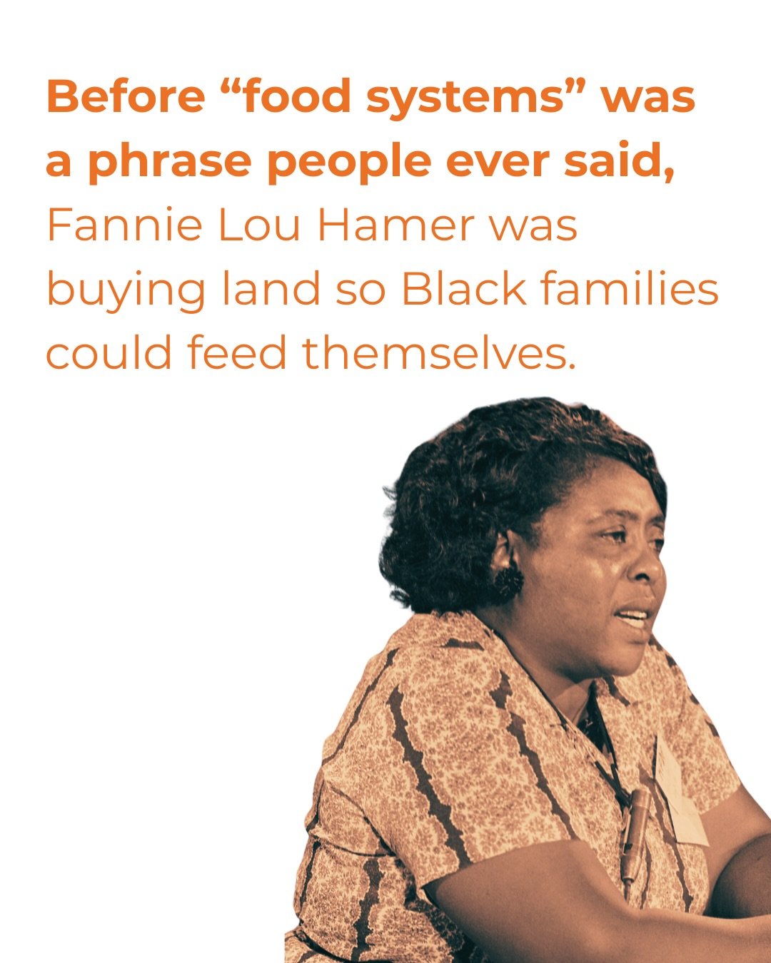 Before &ldquo;food systems&rdquo; was something people said, Black women were doing the work.

In the late 1960s, 𝗙𝗔𝗡𝗡𝗜𝗘 𝗟𝗢𝗨 𝗛𝗔𝗠𝗘𝗥 founded the Freedom Farm Cooperative in Mississippi, purchasing hundreds of acres of land so Black famili
