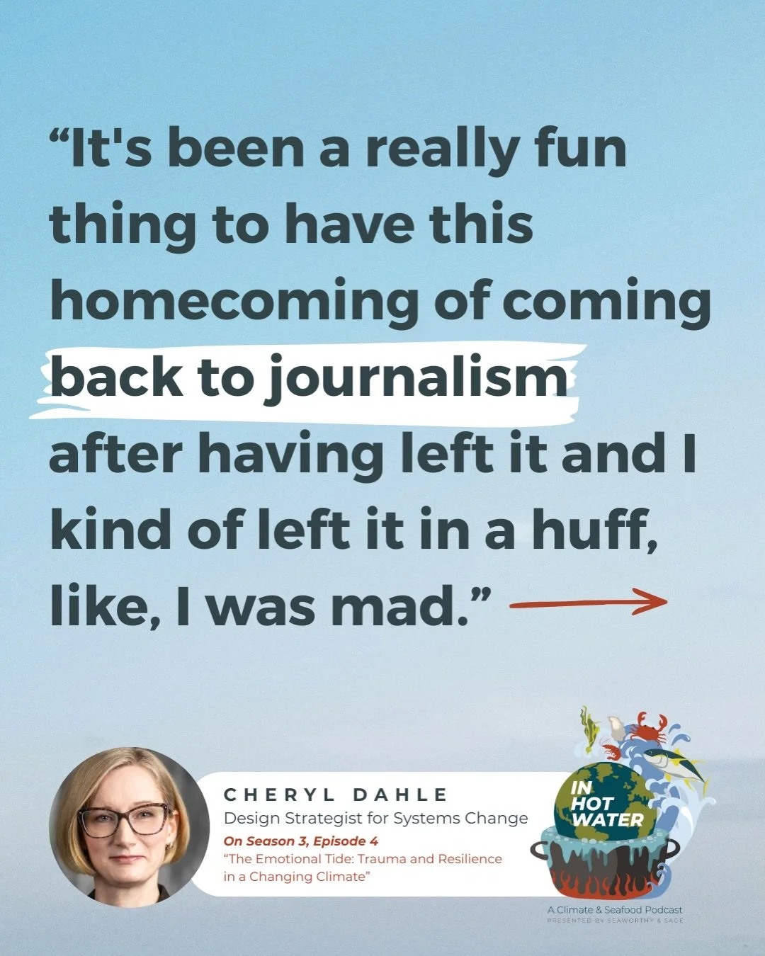 Cheryl started her career as a journalist and, disillusioned, left to found a nonprofit, @Future_Of_Fish, working empower thriving, resilient ocean communities by driving innovation and investment to small-scale fisheries 

Having returned to journal