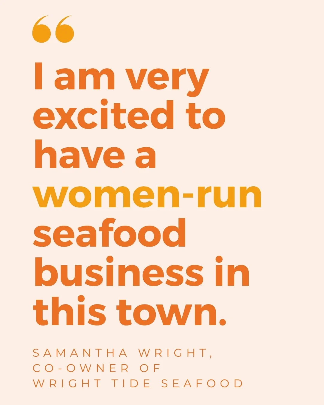 Samantha is spot-on! As she points out, we need MORE perspectives in seafood, which strengthens problem solving, workforce culture, and long-term business resilience.

🦀 Hear more about @WrightTideSeafood&mdash;a new all-women run wholesale seafood 