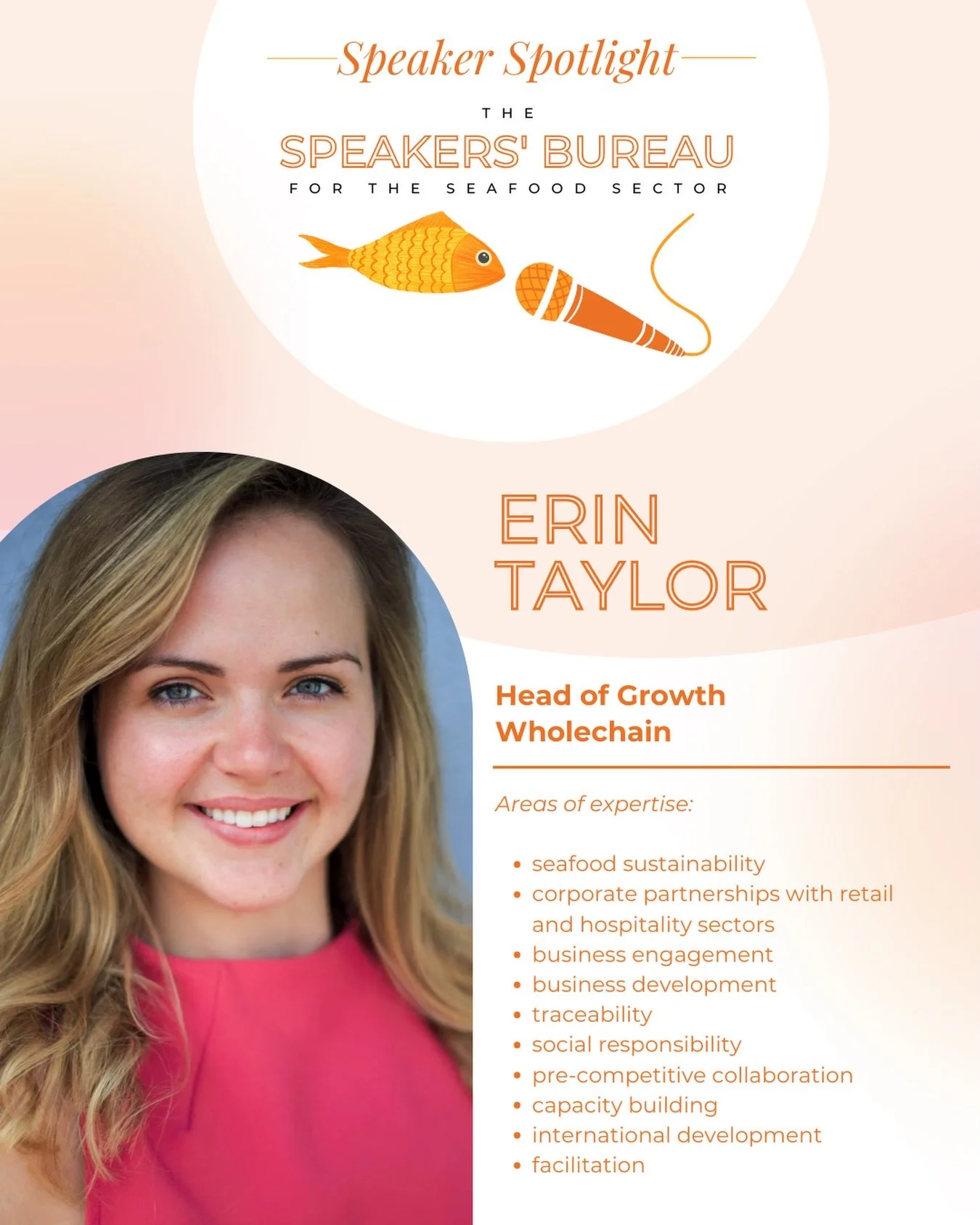 Need a public speaker who excels at building bridges between diverse stakeholders? 

Bring in 𝗘𝗥𝗜𝗡 𝗧𝗔𝗬𝗟𝗢𝗥, the Head of Growth at Wholechain, a blockchain-based traceability solution built to enable trust, coordination, and transparency in f