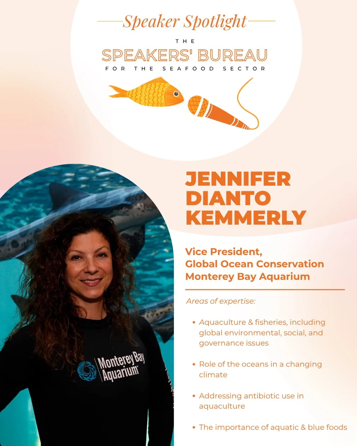 Jennifer Dianto Kemmerly is the VP of Global Ocean Conservation at @MontereyBayAquarium, where she leads global efforts focused on sustainable fisheries and aquaculture, biodiversity protection, and climate resilience. 

🌊 Through programs like @Sea