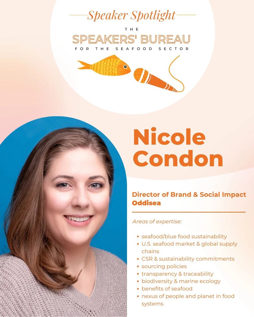 Need a speaker for your next event who knows how to scale responsible seafood systems? Meet 𝗡𝗜𝗖𝗢𝗟𝗘 𝗖𝗢𝗡𝗗𝗢𝗡! ⁠
⁠
She operationalizes aquatic blue food sustainability to drive market success and long-term profitability, serving as Director o