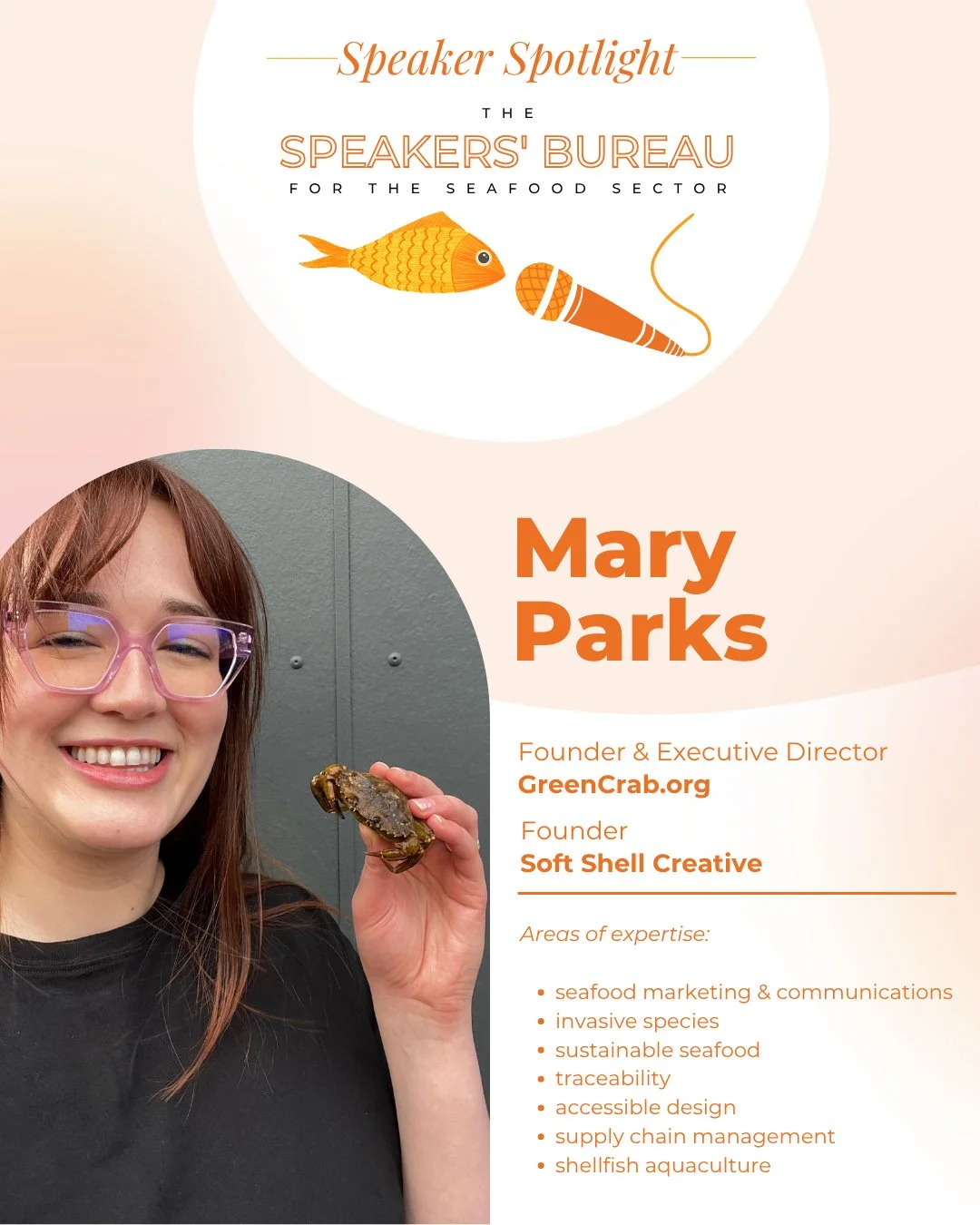 Meet Mary Parks, the Executive Director &amp; Founder of @GreenCrabOrg, a nonprofit that supports culinary markets for the invasive green crabs and spreads awareness of their invasive impact. 💚🦀💚⁠
⁠
It's been a big year for her organization, from 