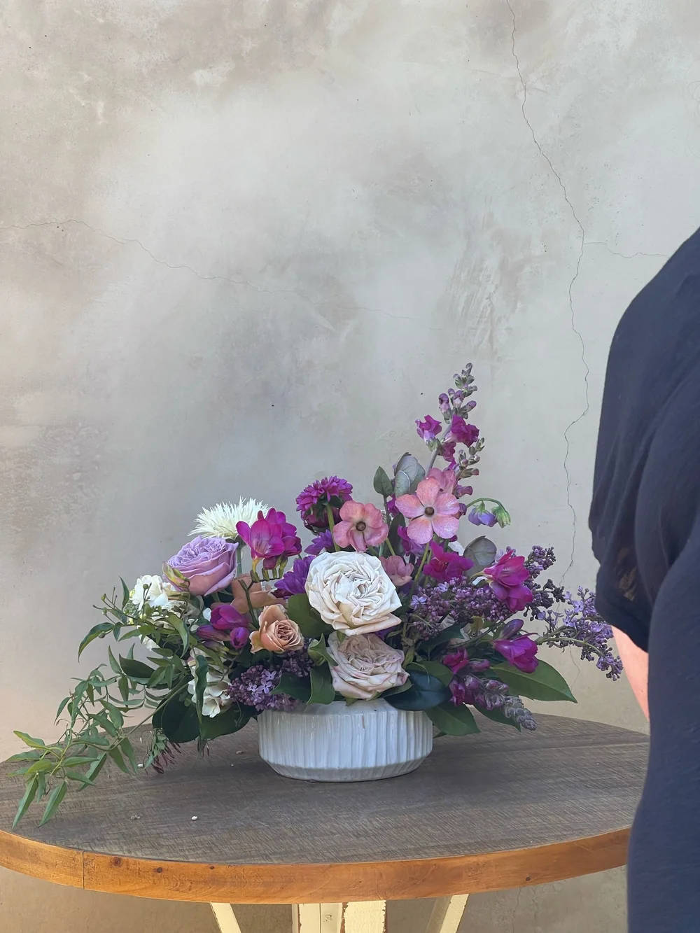 Floral centerpiece with locally grown flowers