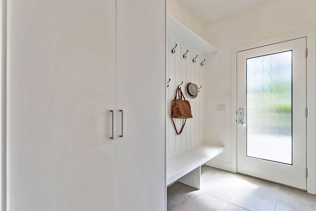 interior of Calgary cutom home renovation with mudroom addition
