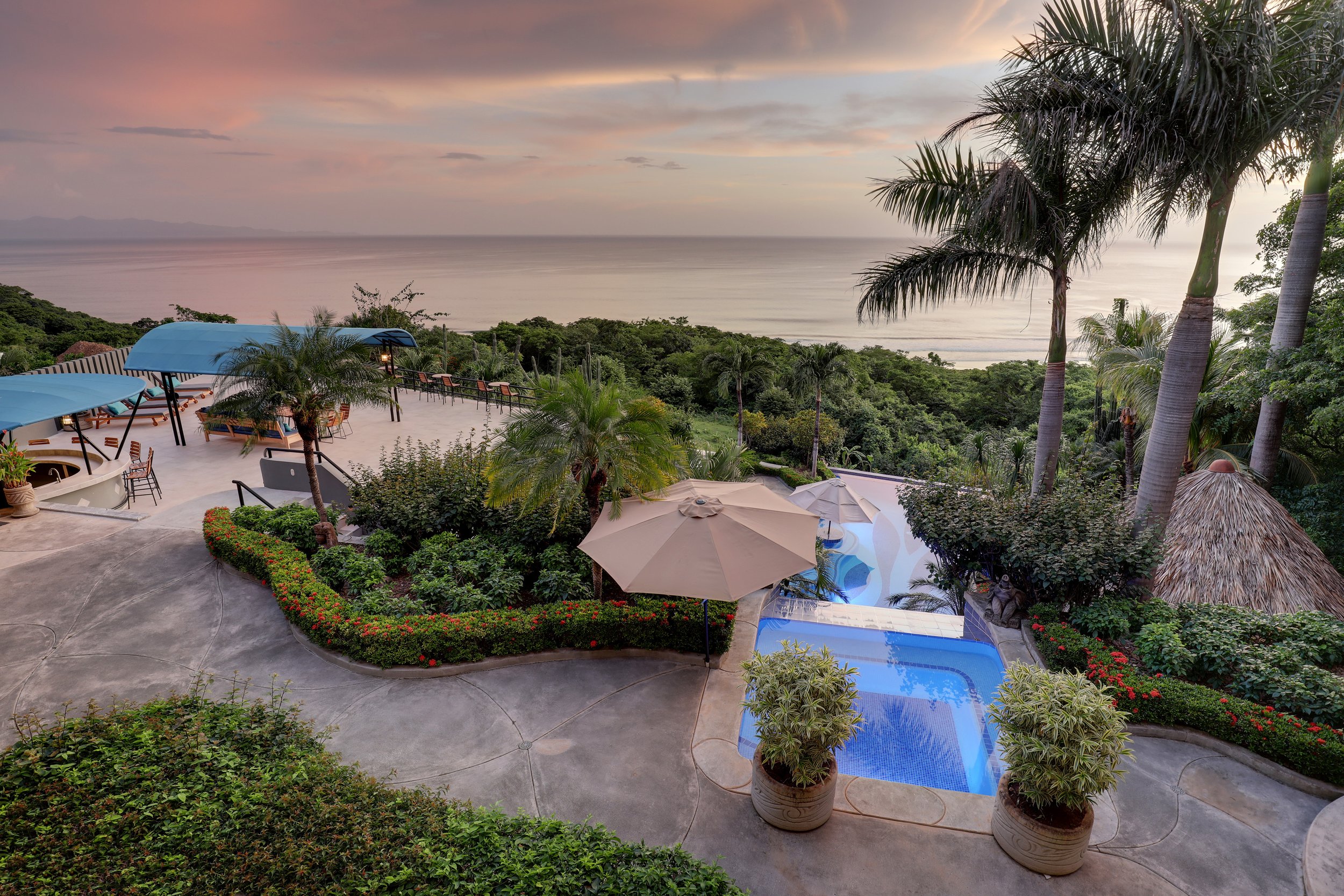Poolside grounds and gardens at Casa Orquídea, Playa Yankee, Nicaragua