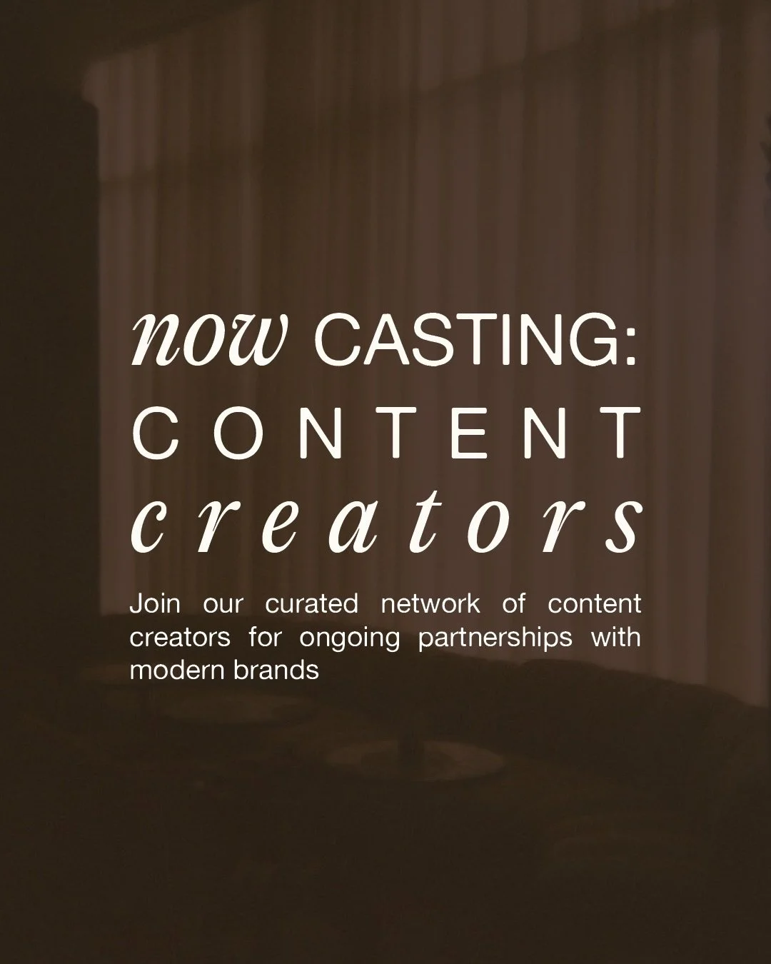 Now seeking: Content Creators across various categories 🍒

We are building up a database of high quality content creators for opportunities with our current and future client roster. This is not about followers, it&rsquo;s about quality creative.

A
