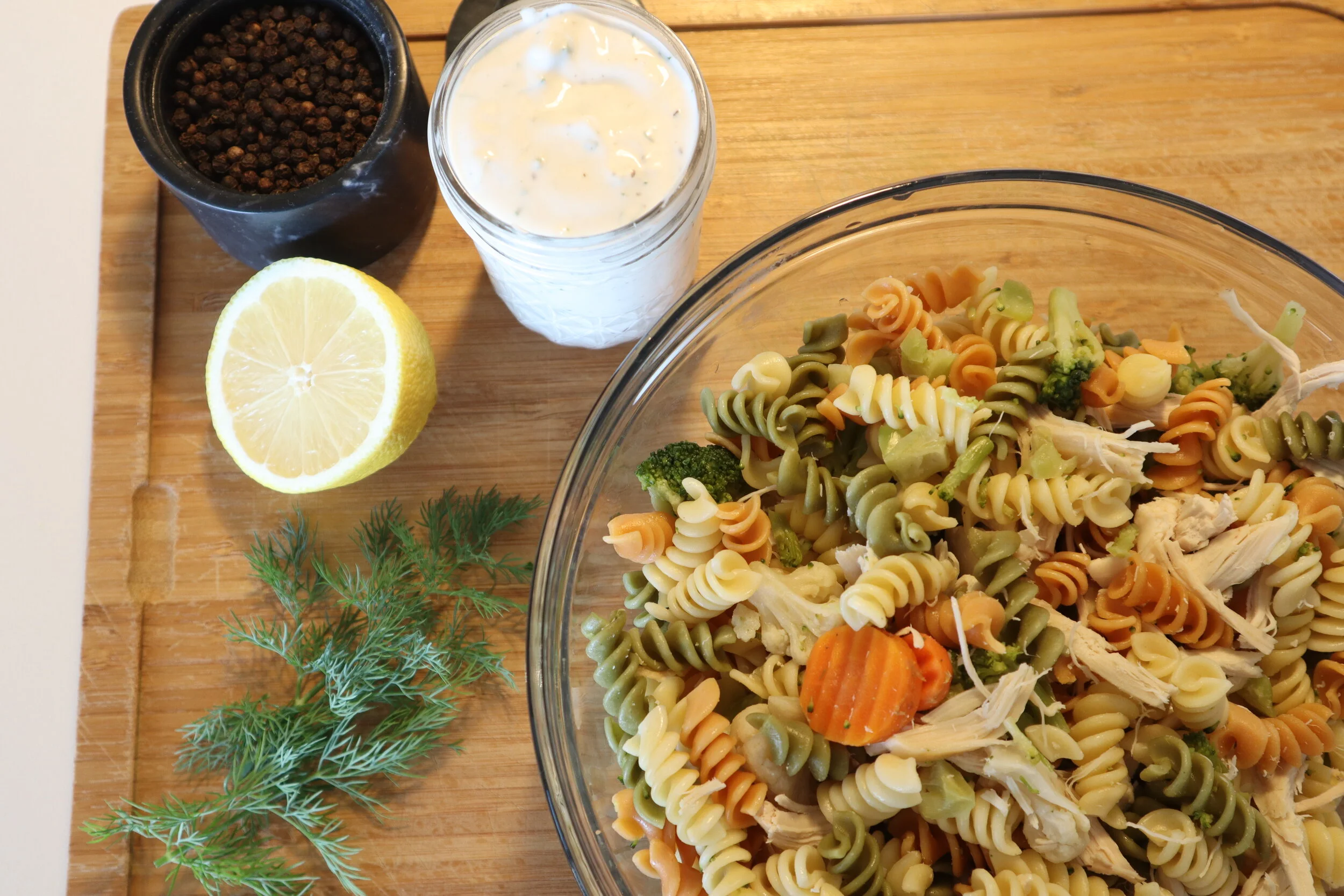 Pasta salad with homemade ranch 