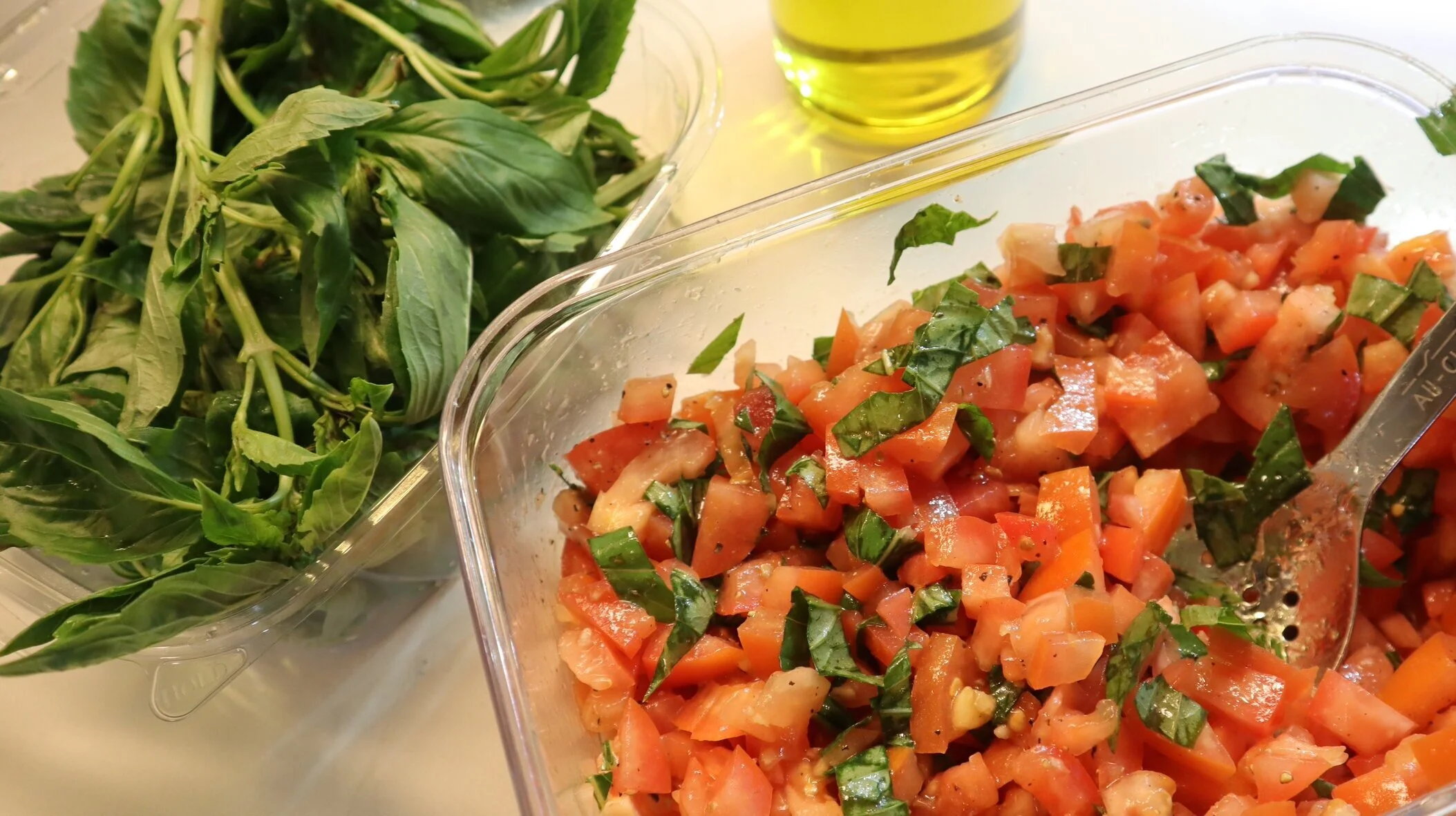 Bruschetta with garlic herb bread