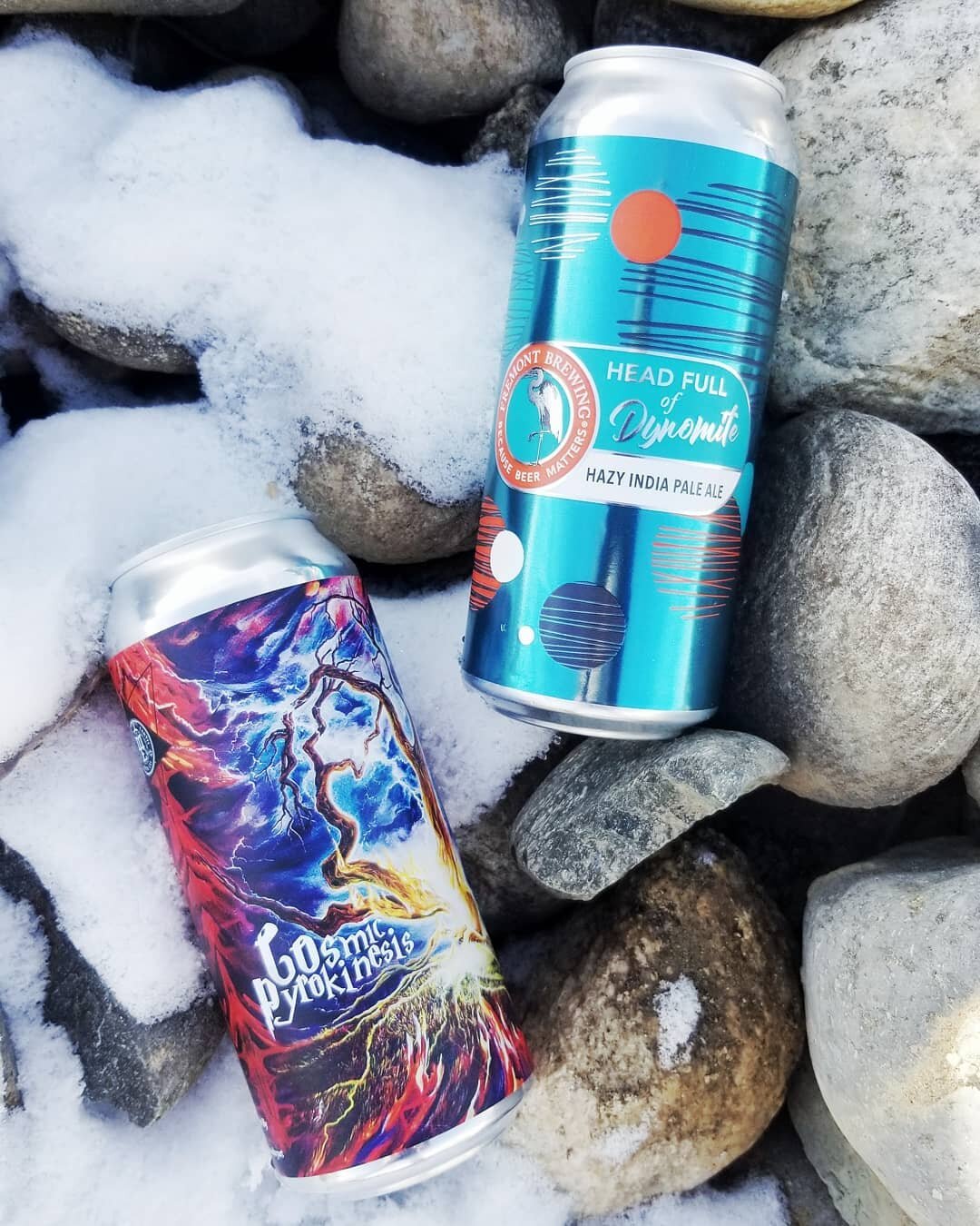 This Just In! Two new cans.

HEAD FULL OF DYNOMITE Hazy IPA from @fremontbrewing The newest in their amazing series.

COSMIC PYROKINESIS Hazy IPA from @motherearthbrewco 

#craftbeer #bozeman #hoplounge #hazyipa #neipa