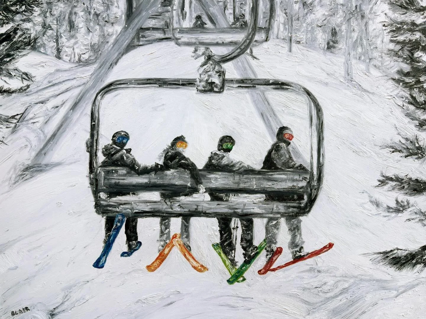&ldquo;The Best Seat in the Mountains.&rdquo; You know the feeling.

30x40 inches, oil on canvas.
Original available on Etsy.
Prints on my website.
This piece will live at the Alpine Meadows Lodge @palisadestahoe until it&rsquo;s sold ⛷️

#skiart #mo