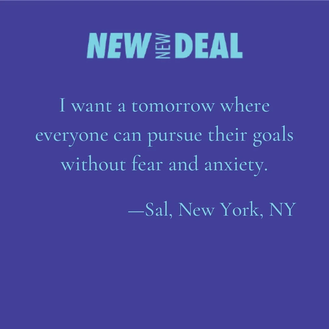 &ldquo;I want a tomorrow where everyone can pursue their goals without fear and anxiety.&rdquo;

#newnewdeal
#thefuturebelongstoallofus
#dreamnewworlds
#mutualflourishing