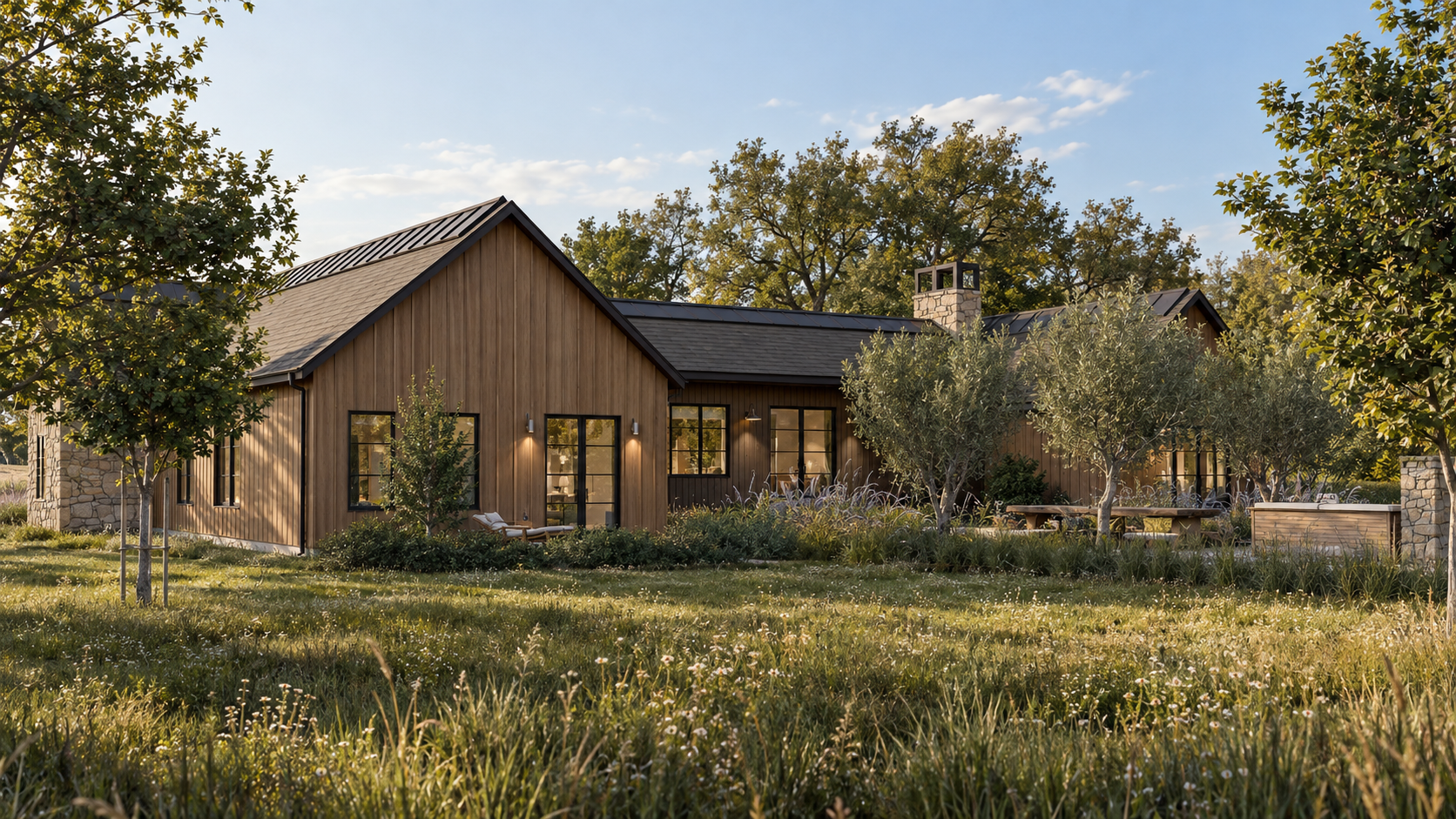 Golden-Hour Modern Meadow Retreat.png
