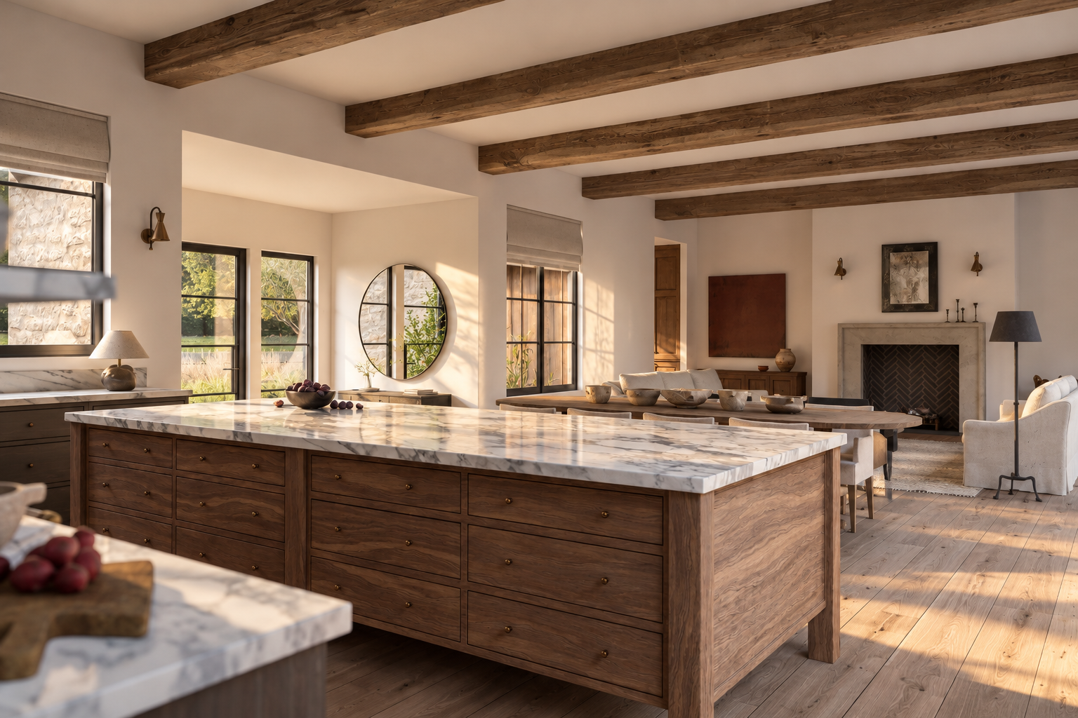 Sunlit Modern Rustic Kitchen and Living Space.png