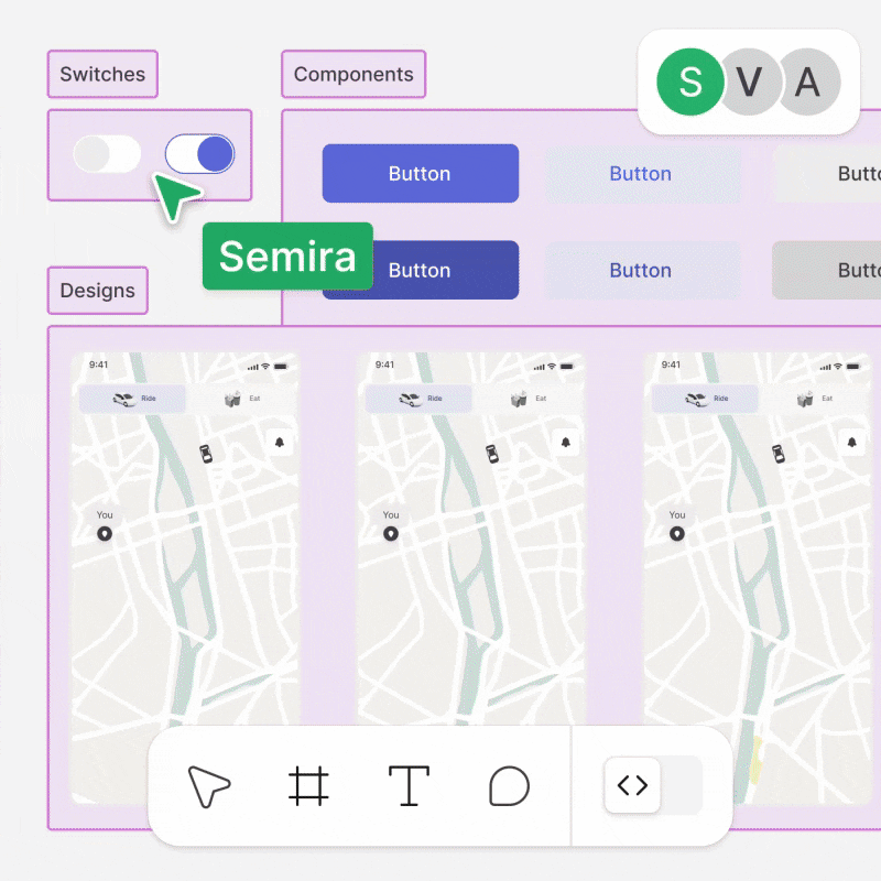 Animation of user being overwhelmed by all the different windows and tabs inside a Figma file, but the user is calmed down by the organization inside Zeplin.