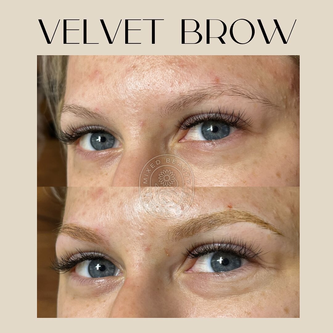 Soft. Powdery. Full. Natural. This is a gorgeous Velvet Brow! Once healed the brow will be even softer, a little lighter and cooler in tone. 😍 This is a PERFECT blonde brow it will be defined but not too dark. If you&rsquo;re fair skinned with pale 
