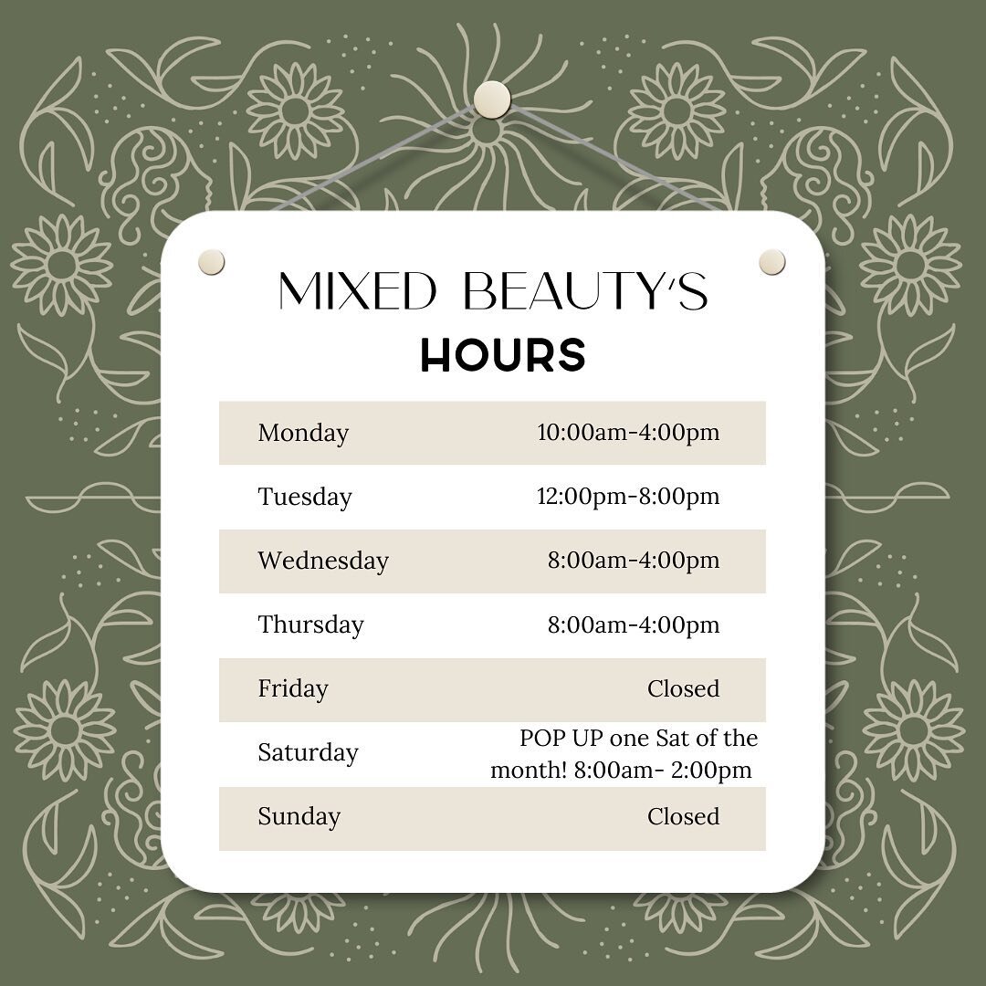 Our new hours! Since expanding our hours we now have more openings!! Head on over to our website to schedule with Taylor Jaye or Kat! And remember Kat&rsquo;s summer special is going on! Which means 20% off her services (excluding touchups) 🙌🏽 
www