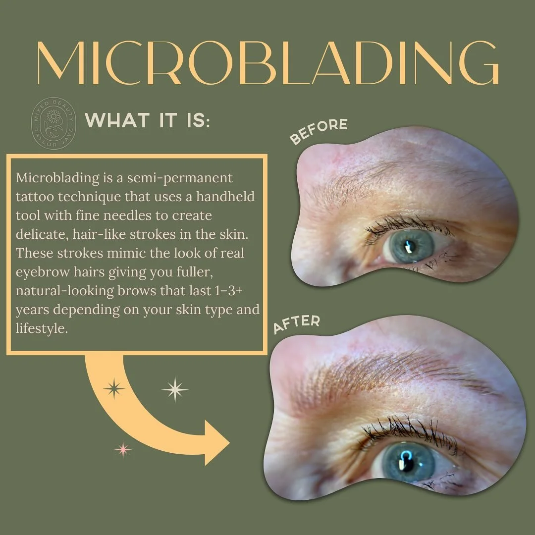 ✨ Microblading is one of the most natural ways to enhance your brows.
This technique uses fine, hair-like strokes to mimic the look of real brow hairs, giving you soft, effortless definition without looking like makeup! Only needing a color refresh e
