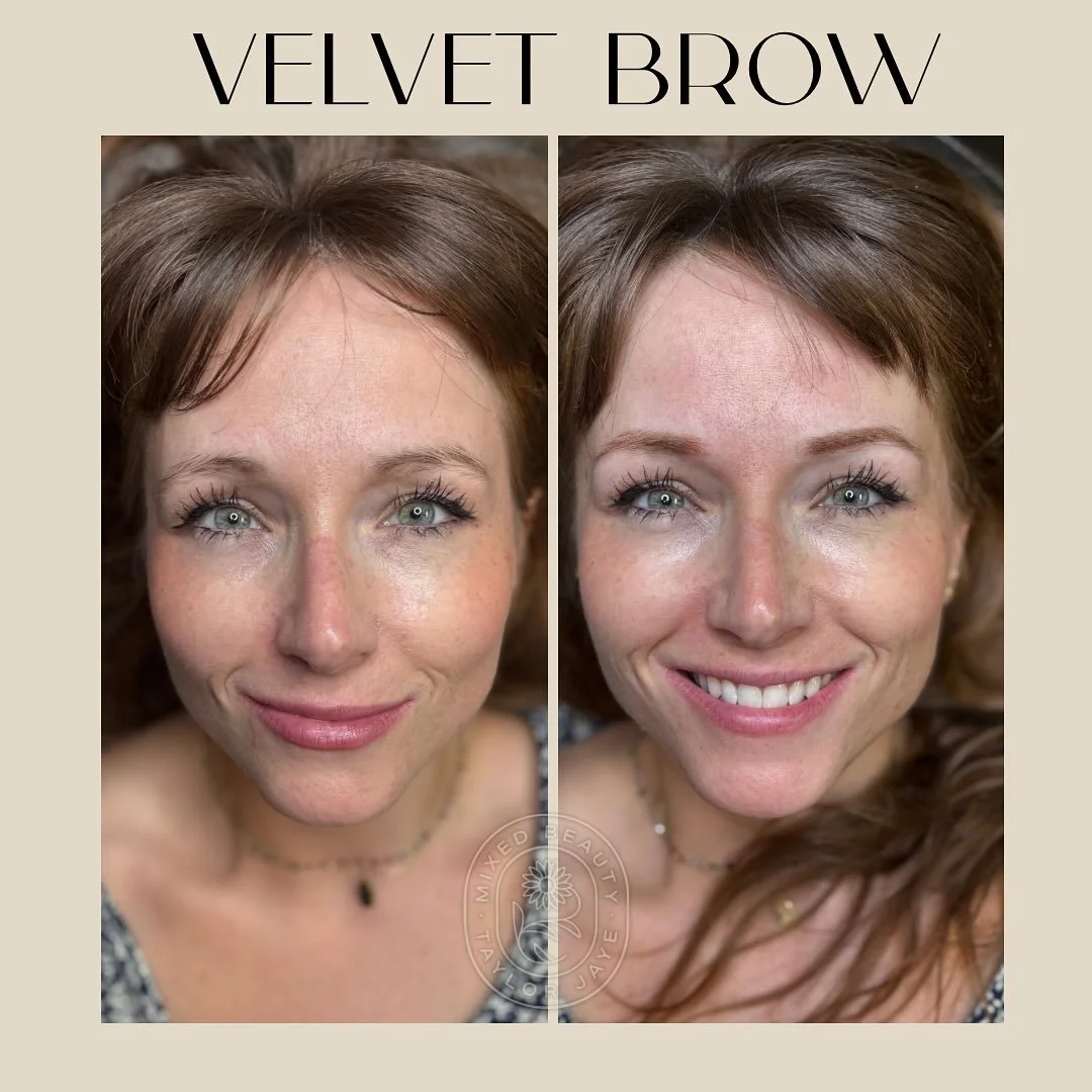 ✨Brows that Frame and Lift✨
Velvet brows add structure, softness, and lift to the face&mdash;instantly refreshing and warming your entire look. 

🍂 Fall is the perfect season to book&mdash;cooler weather means better healing and appointments fill qu