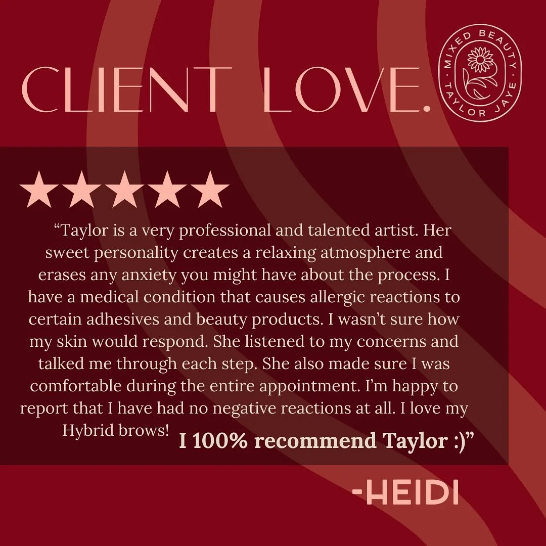 ✨ Client Love ✨
Creating a calm, safe, and positive experience is always my top priority. Knowing that my clients not only love their brows but also feel cared for and comfortable throughout the process truly means the world to me. 💕

So grateful fo