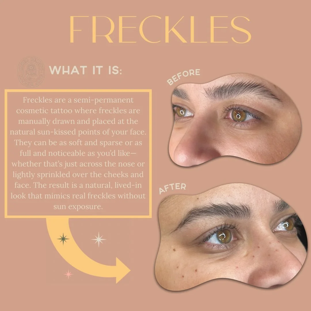 ☀️ Sun-kissed freckles&hellip; even in the dead of winter.❄️
Freckles are a semi-permanent cosmetic tattoo where each freckle is hand-placed at your natural sun points for the most realistic, lived-in look. Think soft sprinkles across the nose, or a 