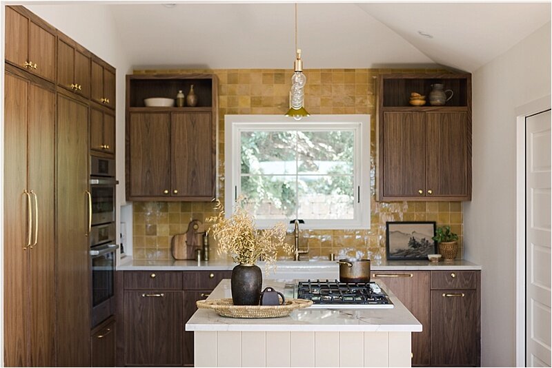 Colorful Kitchen Remodel. Custom Built-in Kitchen Cabinets.