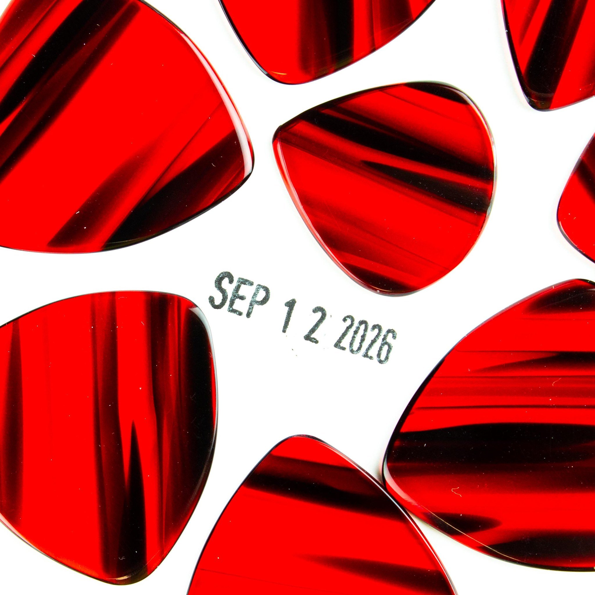 A few quick updates:

1.) I have a new material on the Ready-Made page that I&rsquo;m calling Red Flame. This is another material I acquired from Jokko of ManouchePicks when he decided to stop making picks. I don&rsquo;t have enough to offer it for c