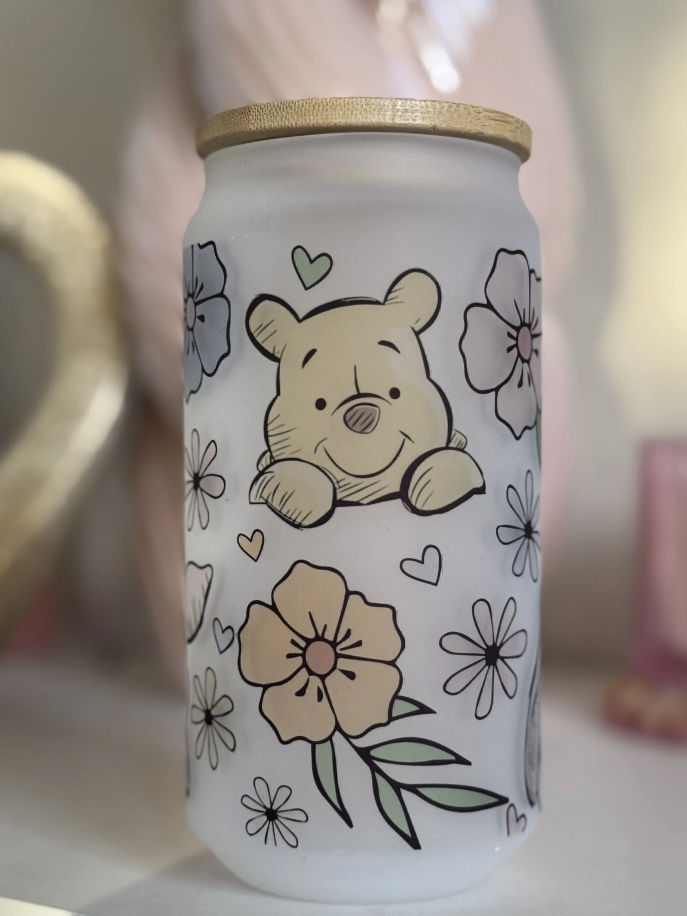 Pooh Glass Cup: Frosted Tumbler