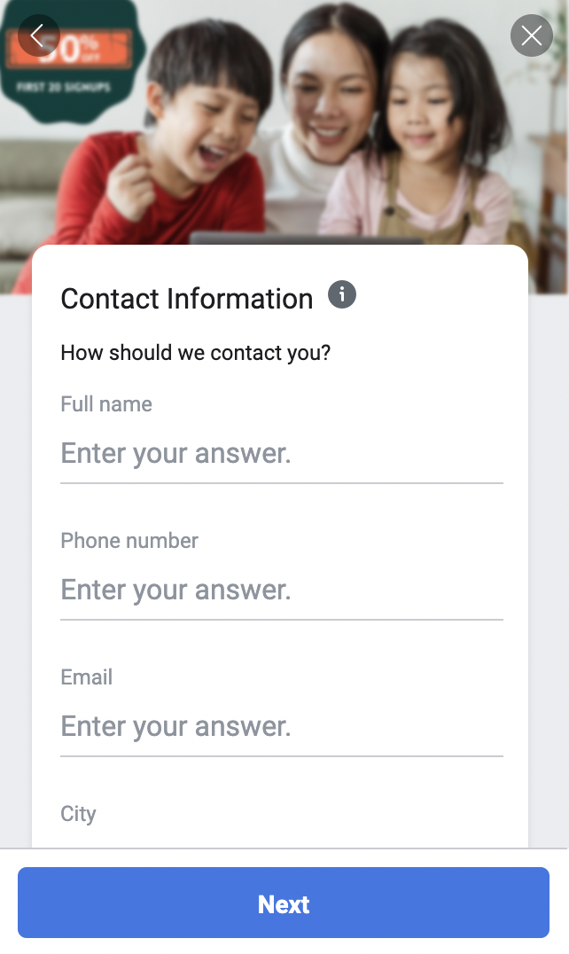 Lead Generation Form (Second Page)