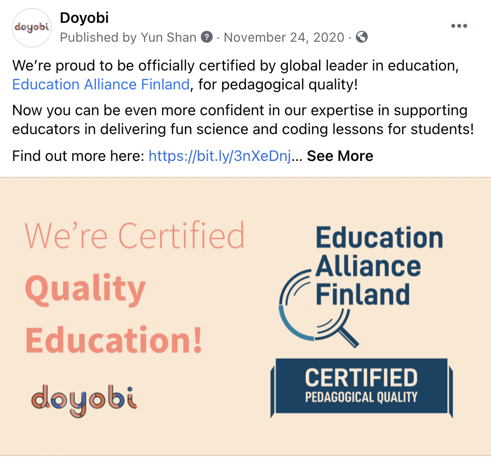 Education Alliance Finland certification announcement