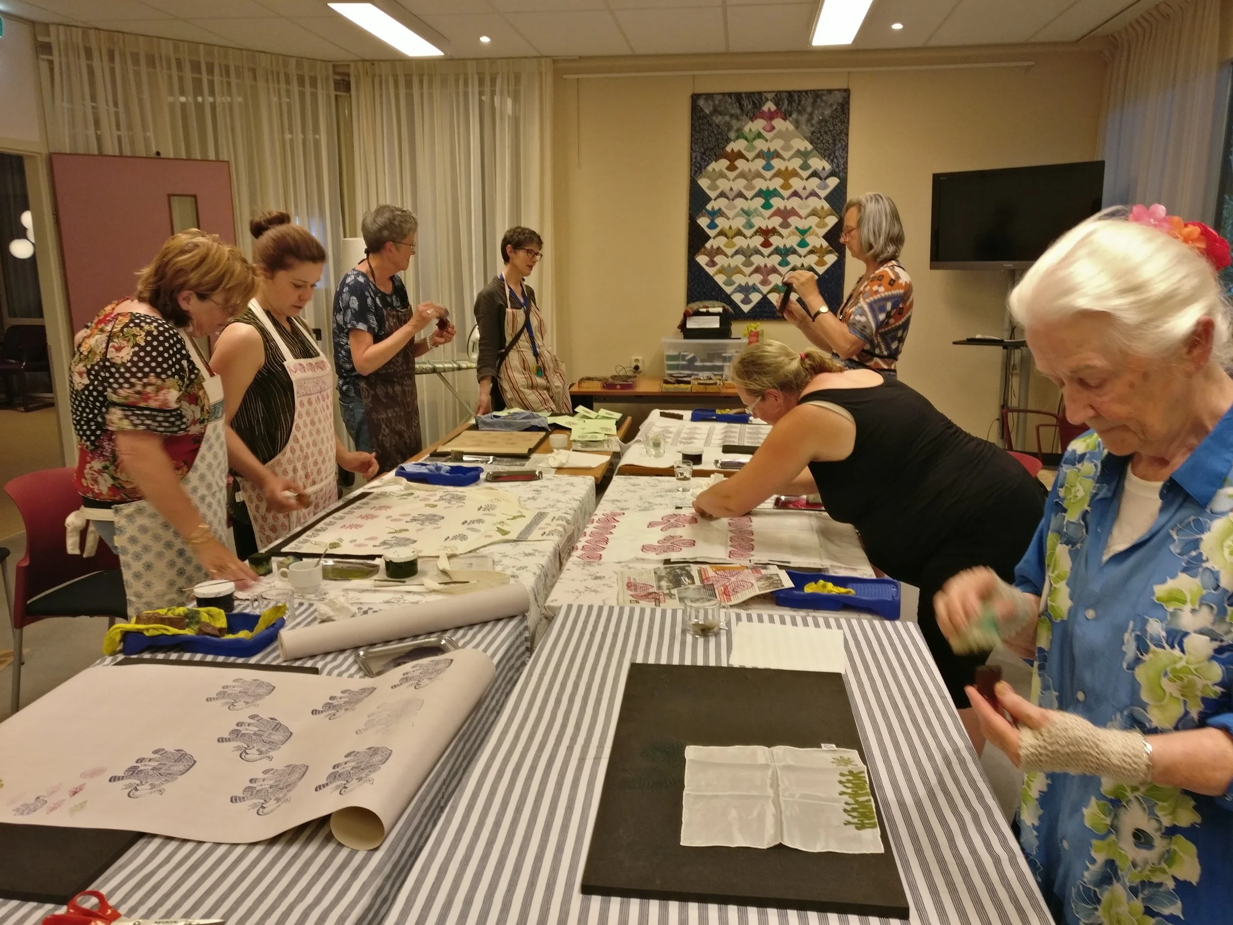Workshops blockprint, De Leuning Baarn, 2016-2018