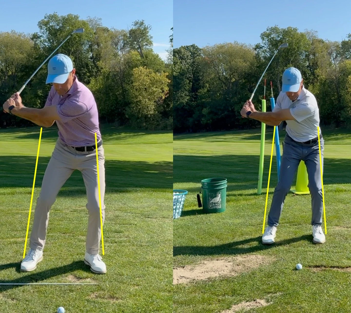 Before ➡️ After 💥
What differences do you notice with the photo on the left compared to the one on the right? 👀
How am I able to post up better on my lead side now instead of sliding?  What&rsquo;s causing this change? ⛳️. #golf #golfr #golfswingco