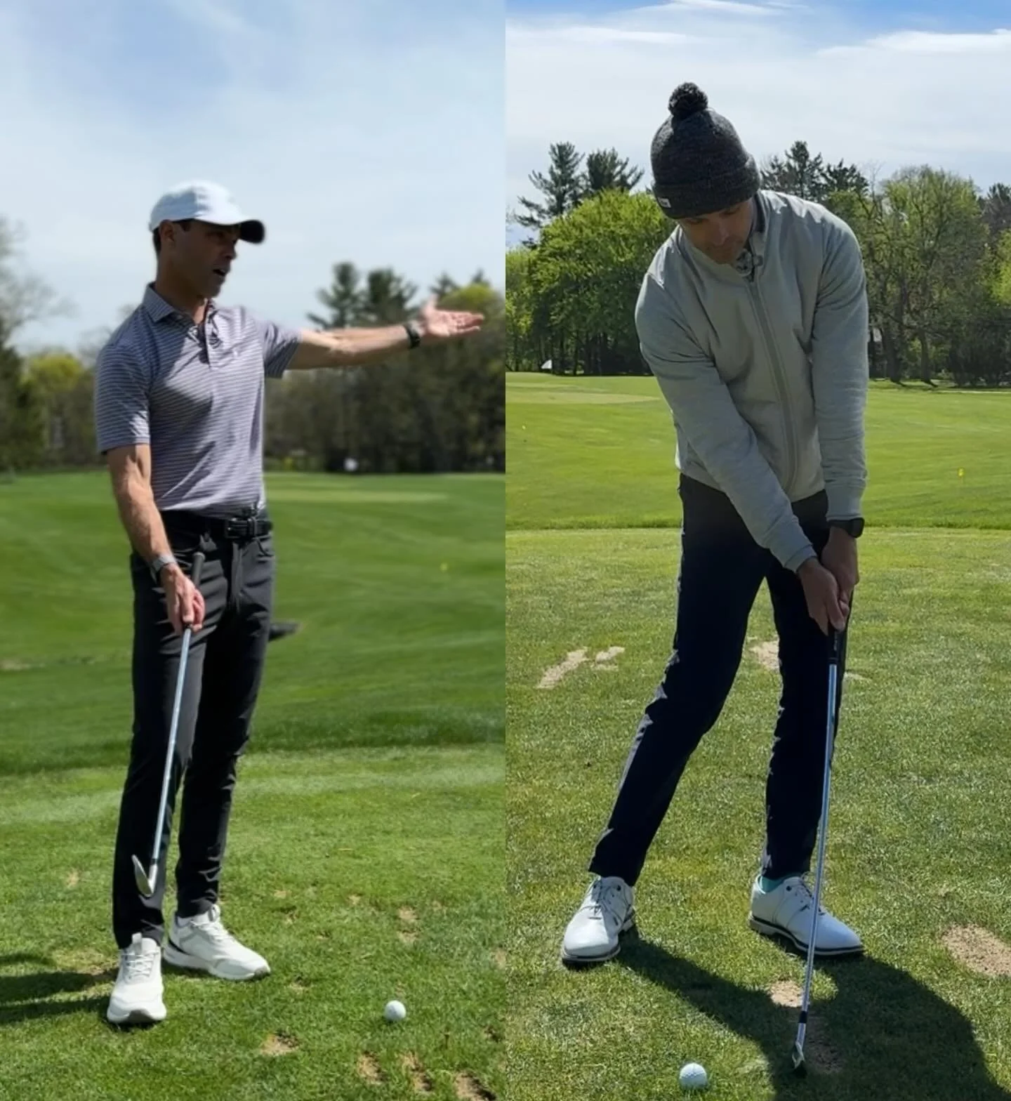 Michigan spring golf season in one picture set. 
One day it&rsquo;s 80&deg;, sunny, and lessons in a golf polo. 
The next day it&rsquo;s 45&deg; with a wind chill, five layers, and a winter beanie. 

If you don&rsquo;t like the weather in the Midwest