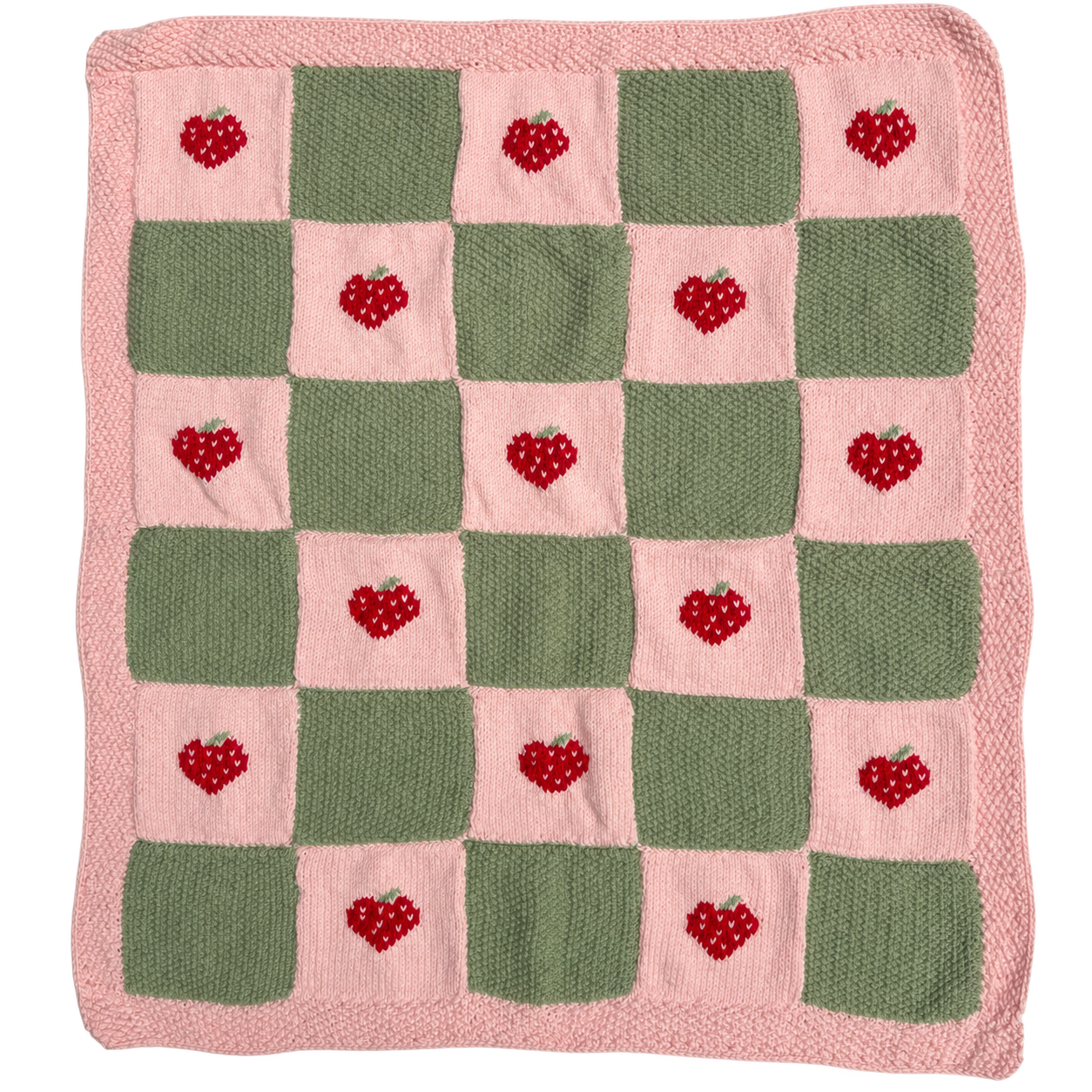 Knitted Strawberry Checkerboard Baby Blanket.png