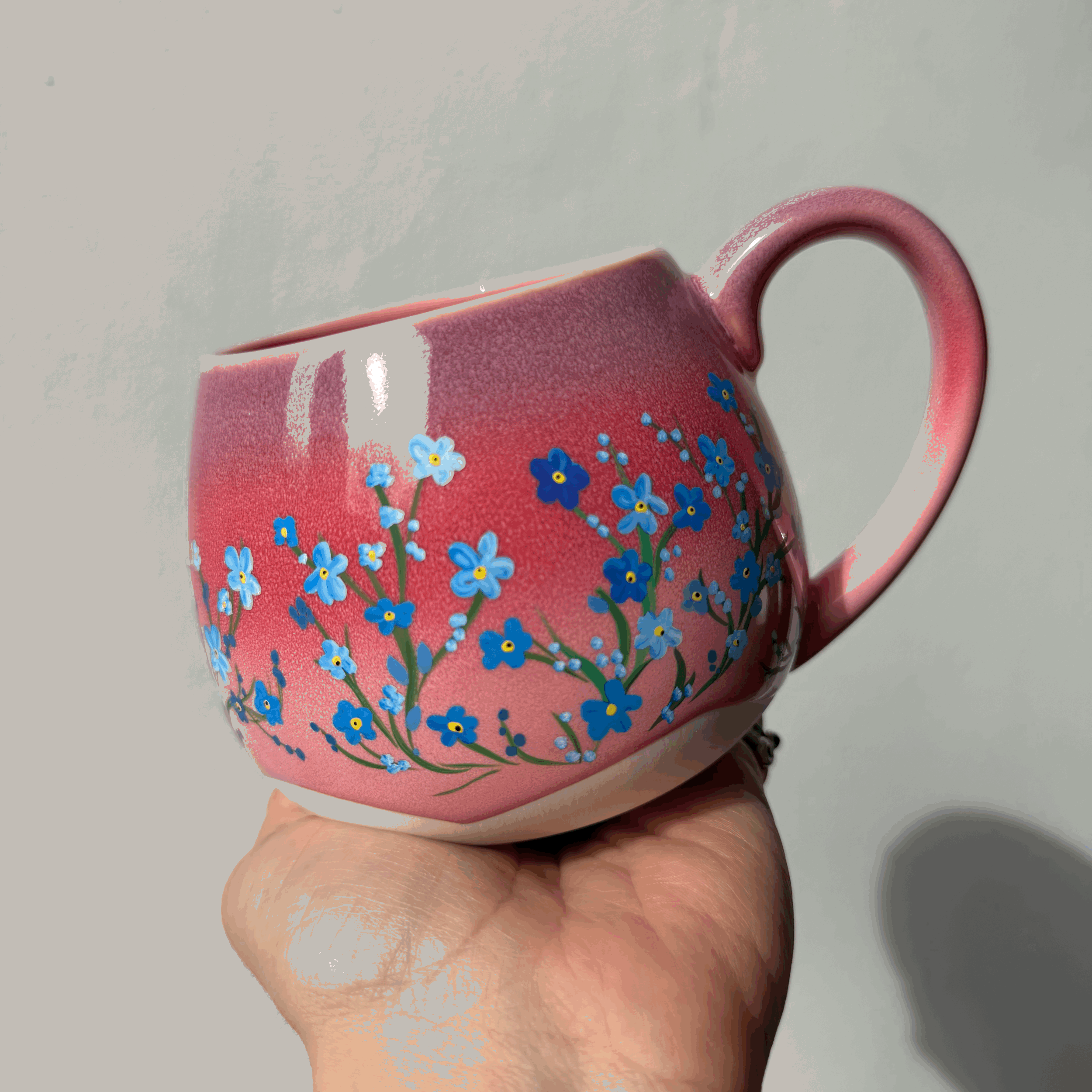 Hand Painted Forget-me-not Ceramic Mug