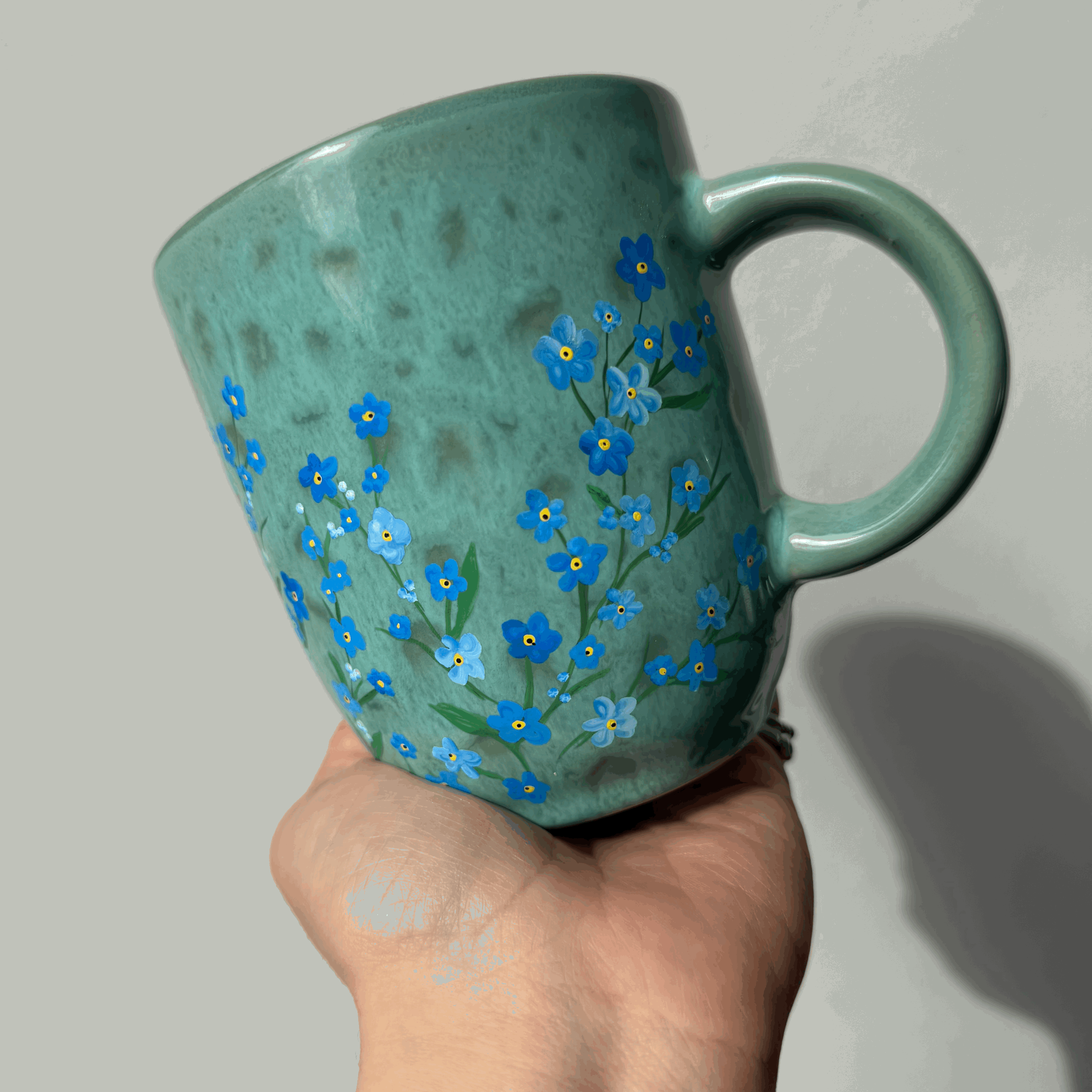 Hand Painted Forget-me-not Ceramic Mug