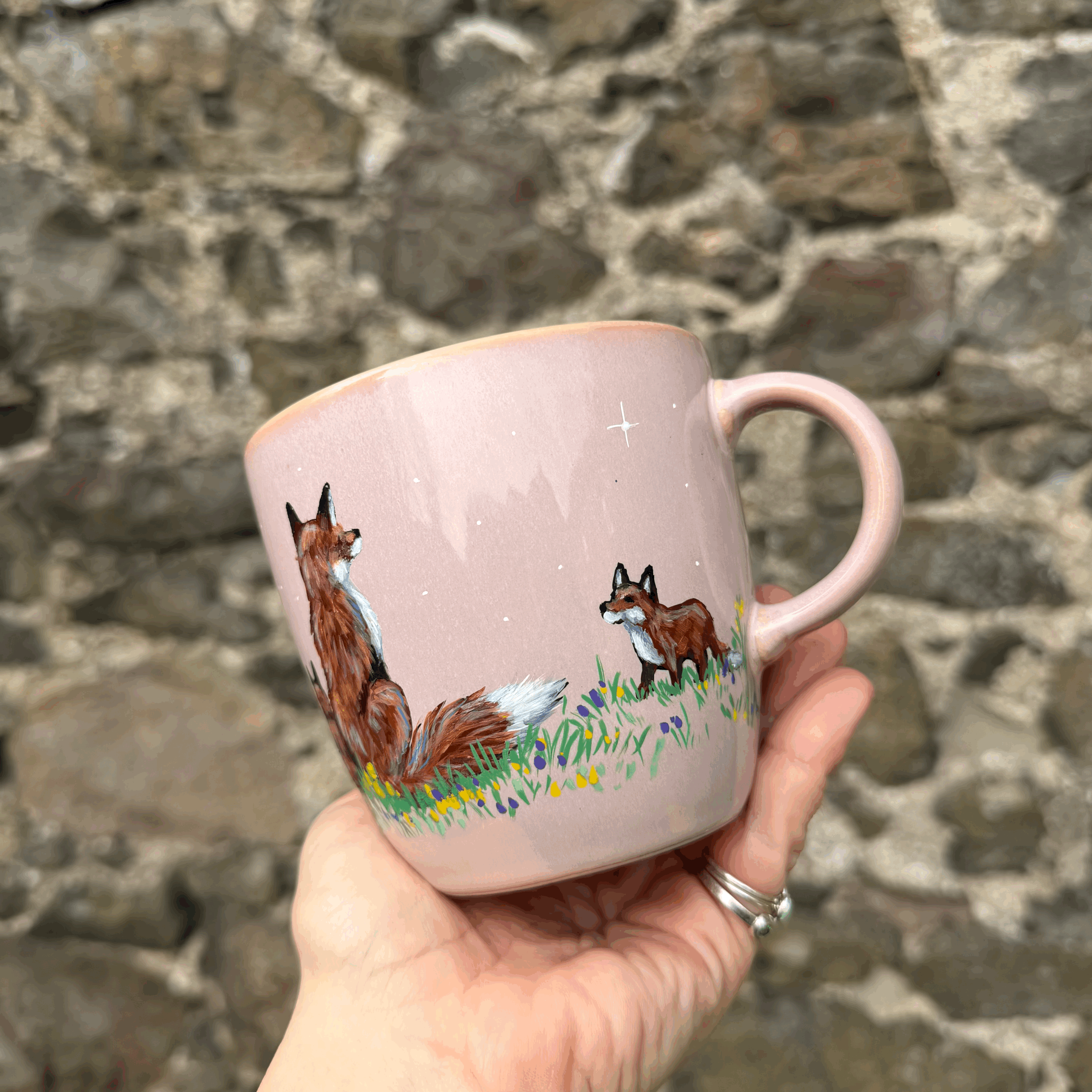 Hand Painted Fox Ceramic Mug