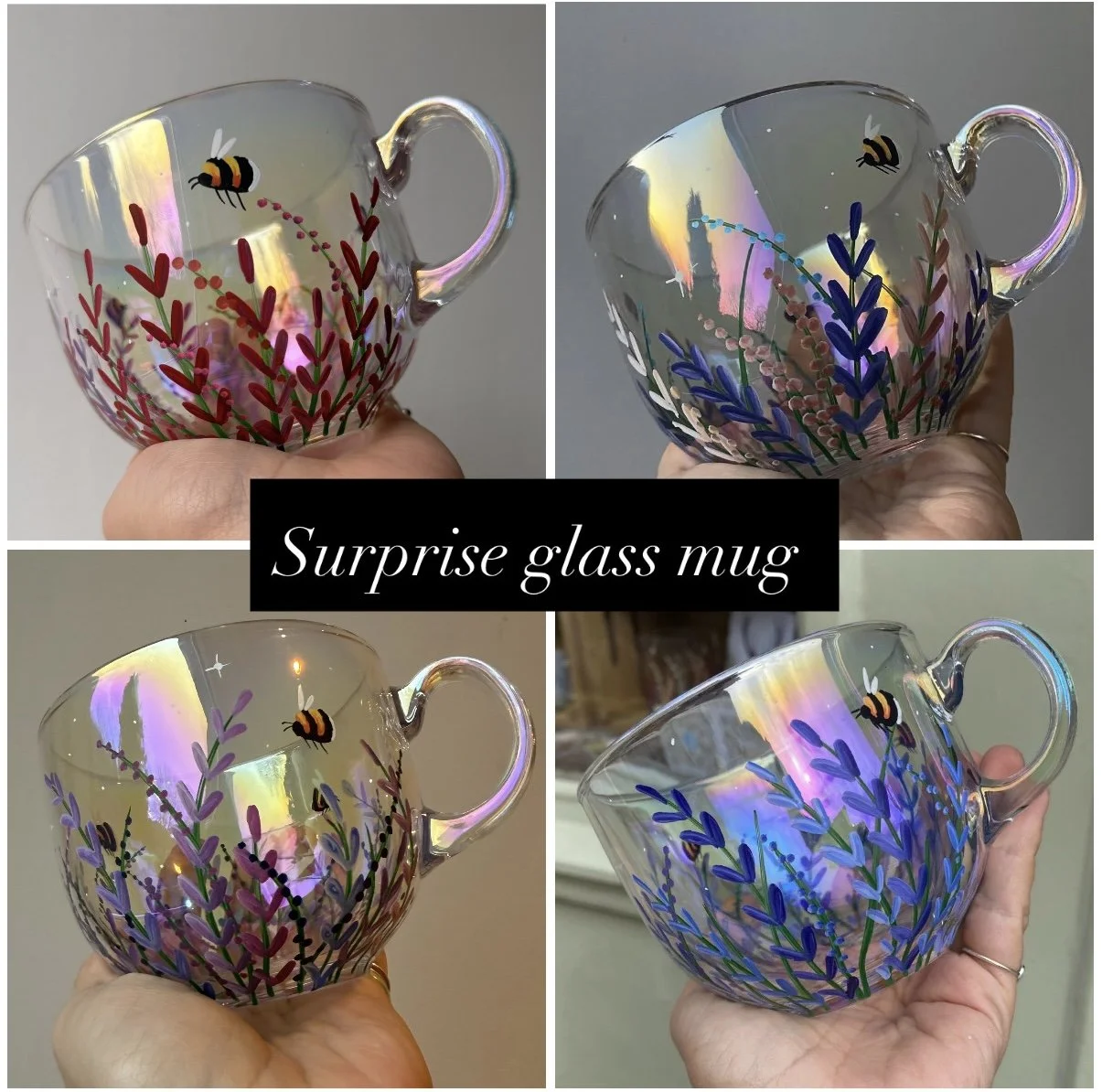 Mystery Hand Pained Glass Mug