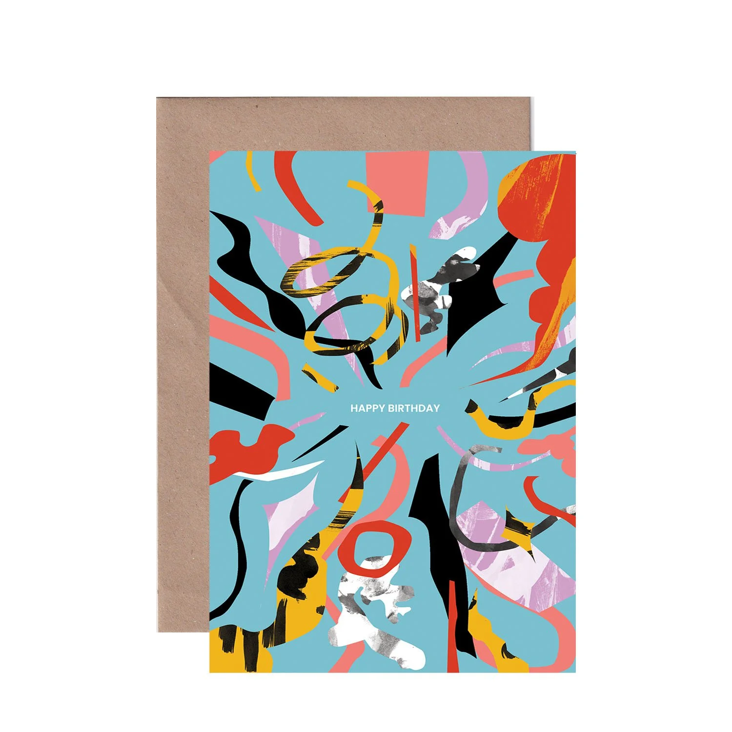 'Light Blue Textural Celebration' Birthday Card