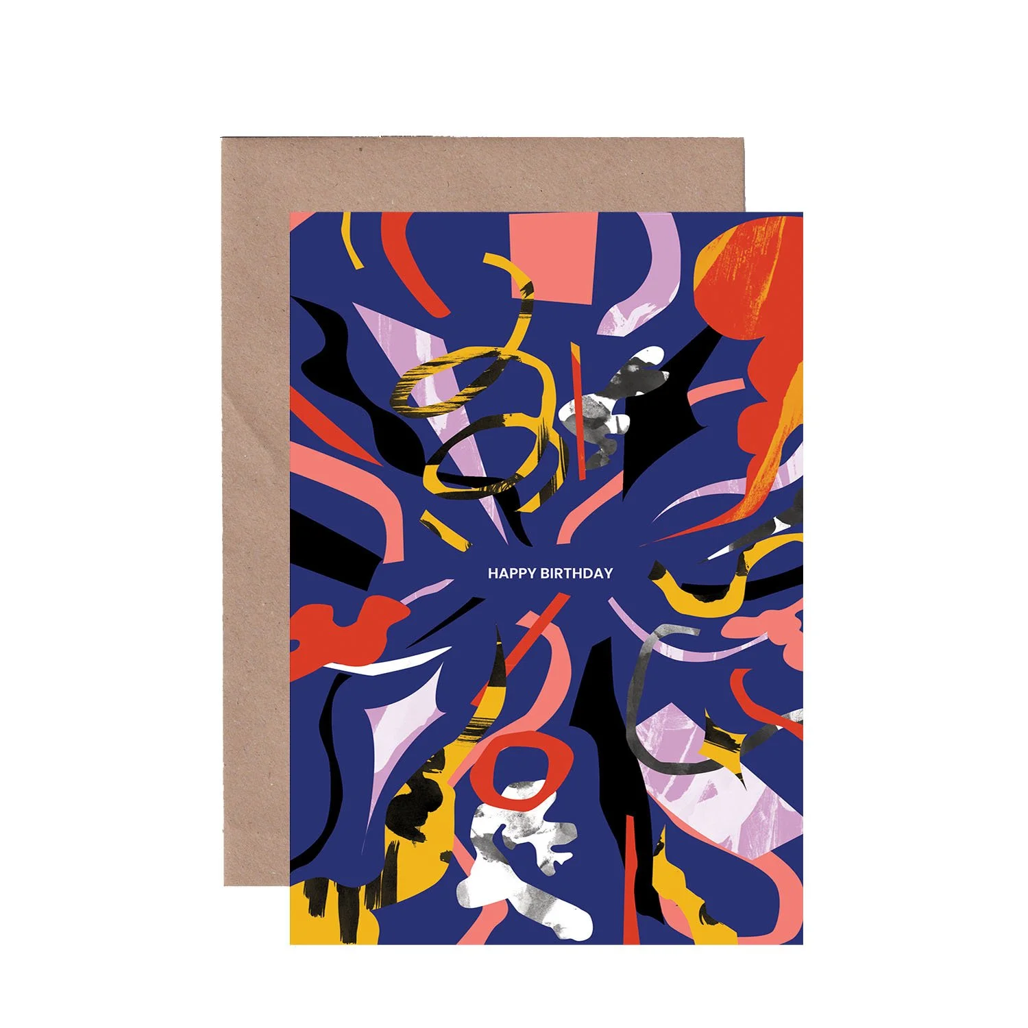 'Blue Textured Abstract Celebration' Birthday Card