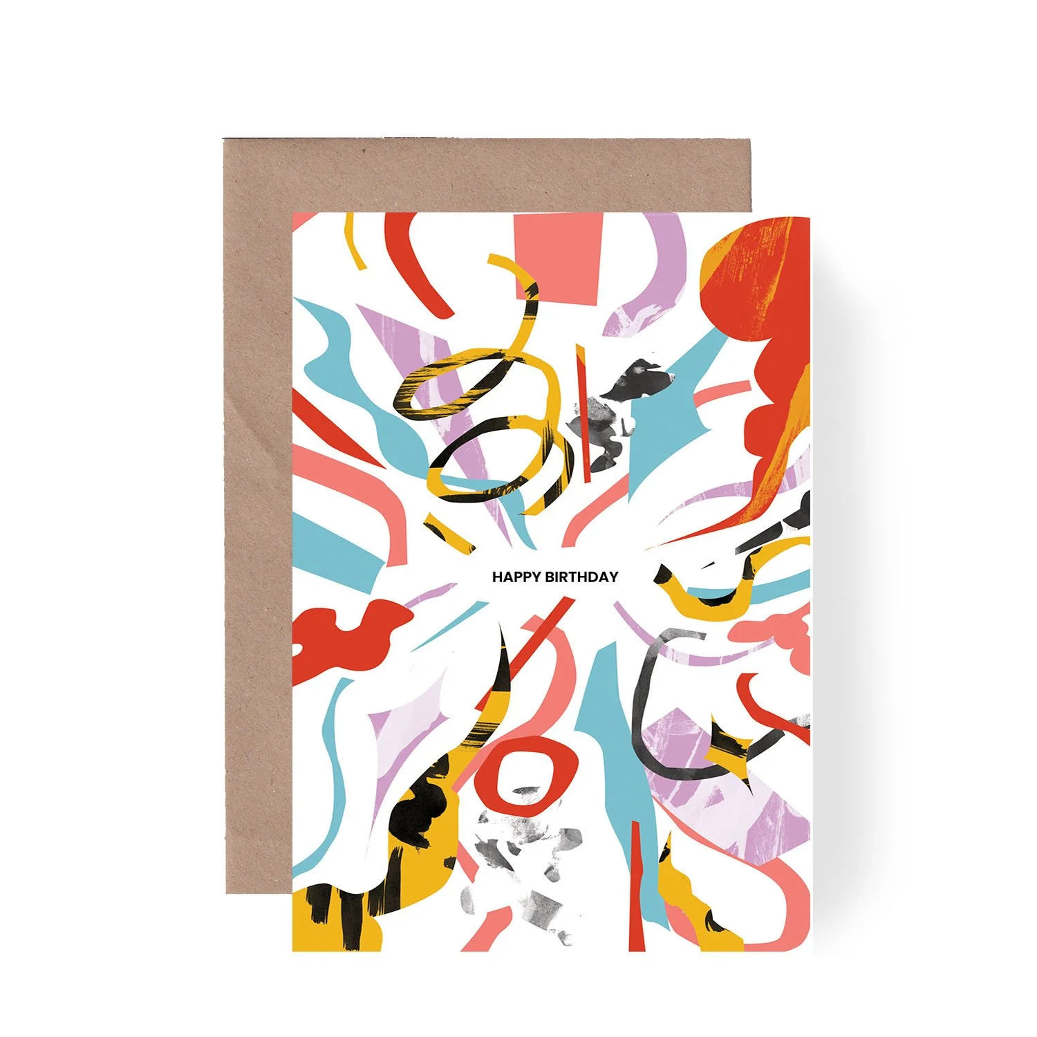 'White Abstract Celebration' Birthday Card
