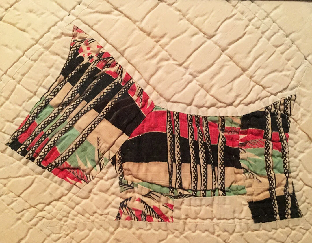 One square of Scotty Dog quilt made by my Great Grandmother, Dixie Belle Mullins-Johnson. I have it framed.