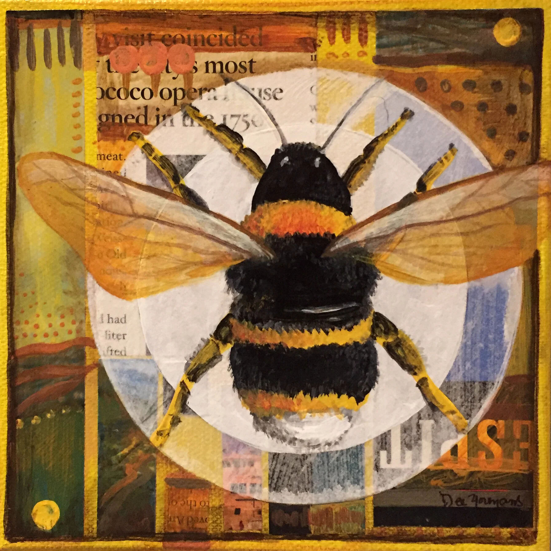 Bee Happy 6 x 6 multimedia gallery wrapped SOLD